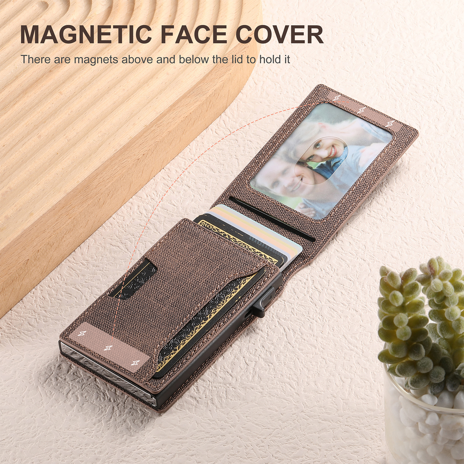 SUTENI With Card Holder For Men Card Slot Wallet Flip Cover PU Leather card box Pressing The Button Automatically Ejects The Card Wallet