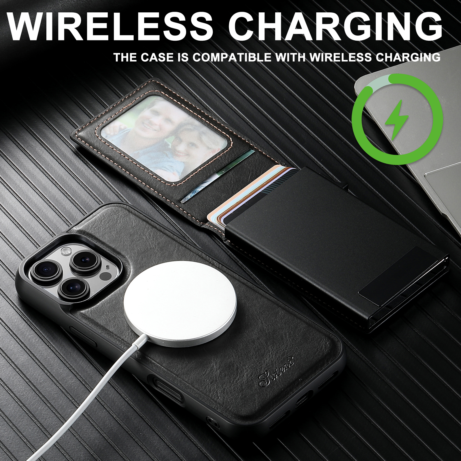 SUTENI Wireless Charging  Phone Case PU Leather Magnetic Card Slot Wallet Stand card box For iPhone 16 Pro Max 15 Plus 14 13 12