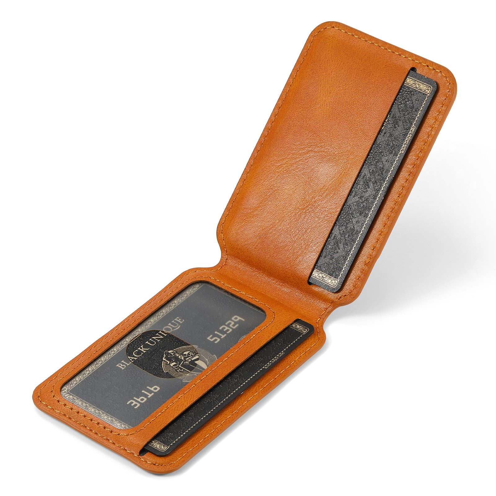 SUTENI H15 Wireless Charging Faux Leather Magnet Card Holder Stand Picture frame Phone Case For iPhone 17 Pro Max 16 Plus 15 14 13 12