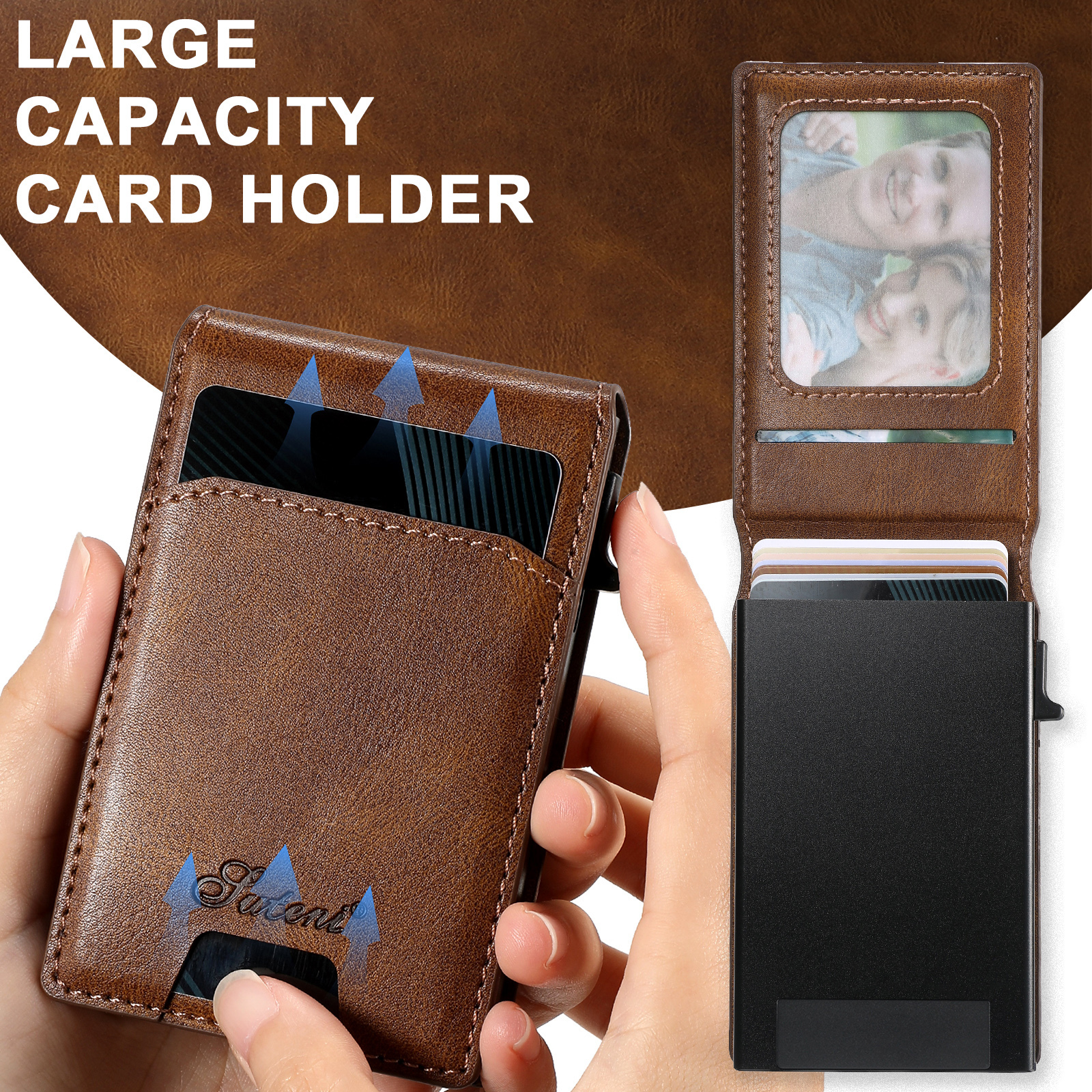 SUTENI Wireless Charging  Phone Case PU Leather Magnetic Card Slot Wallet Stand card box For iPhone 16 Pro Max 15 Plus 14 13 12