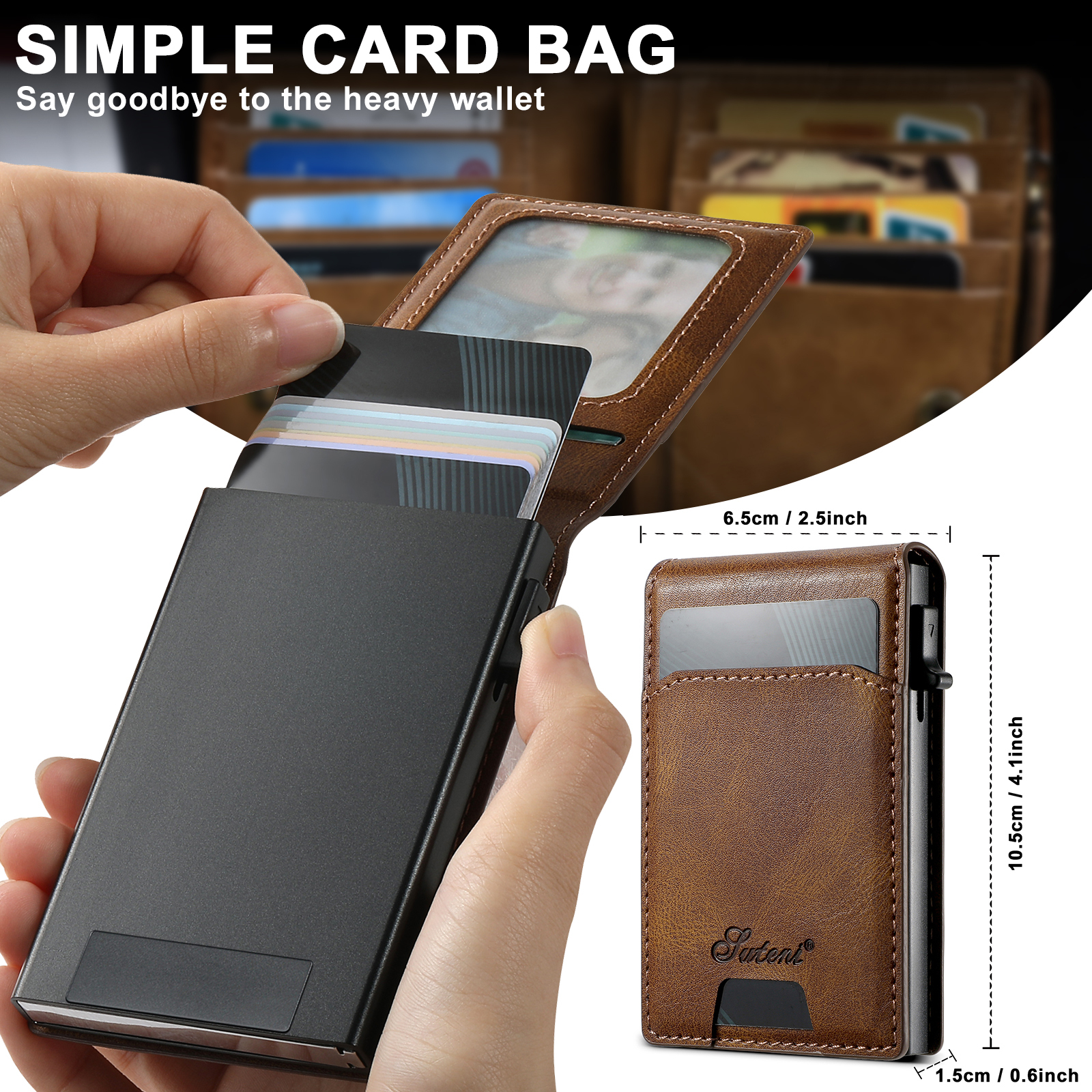 SUTENI Wireless Charging  Phone Case PU Leather Magnetic Card Slot Wallet Stand card box For iPhone 16 Pro Max 15 Plus 14 13 12