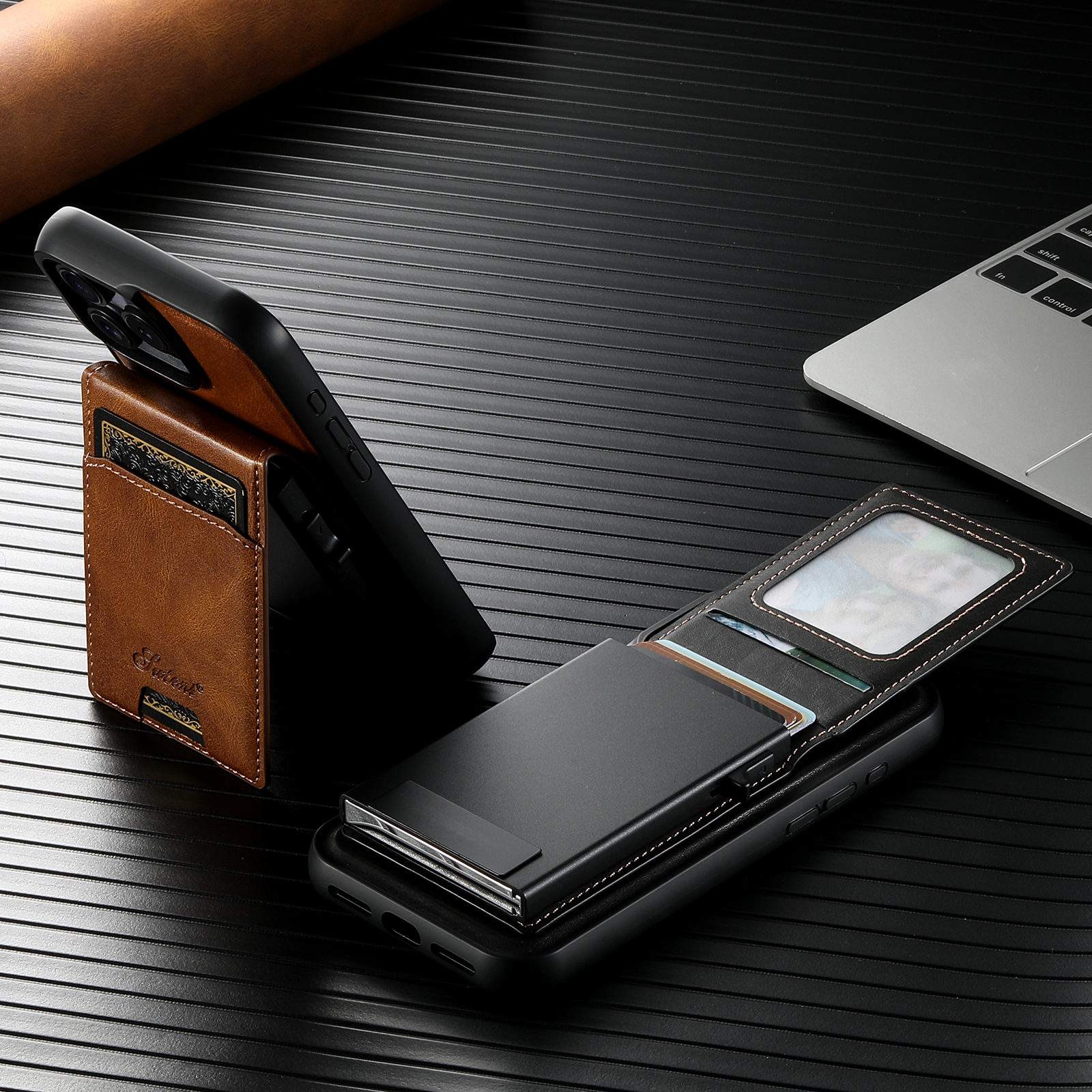 SUTENI Wireless Charging  Phone Case PU Leather Magnetic Card Slot Wallet Stand card box For iPhone 16 Pro Max 15 Plus 14 13 12