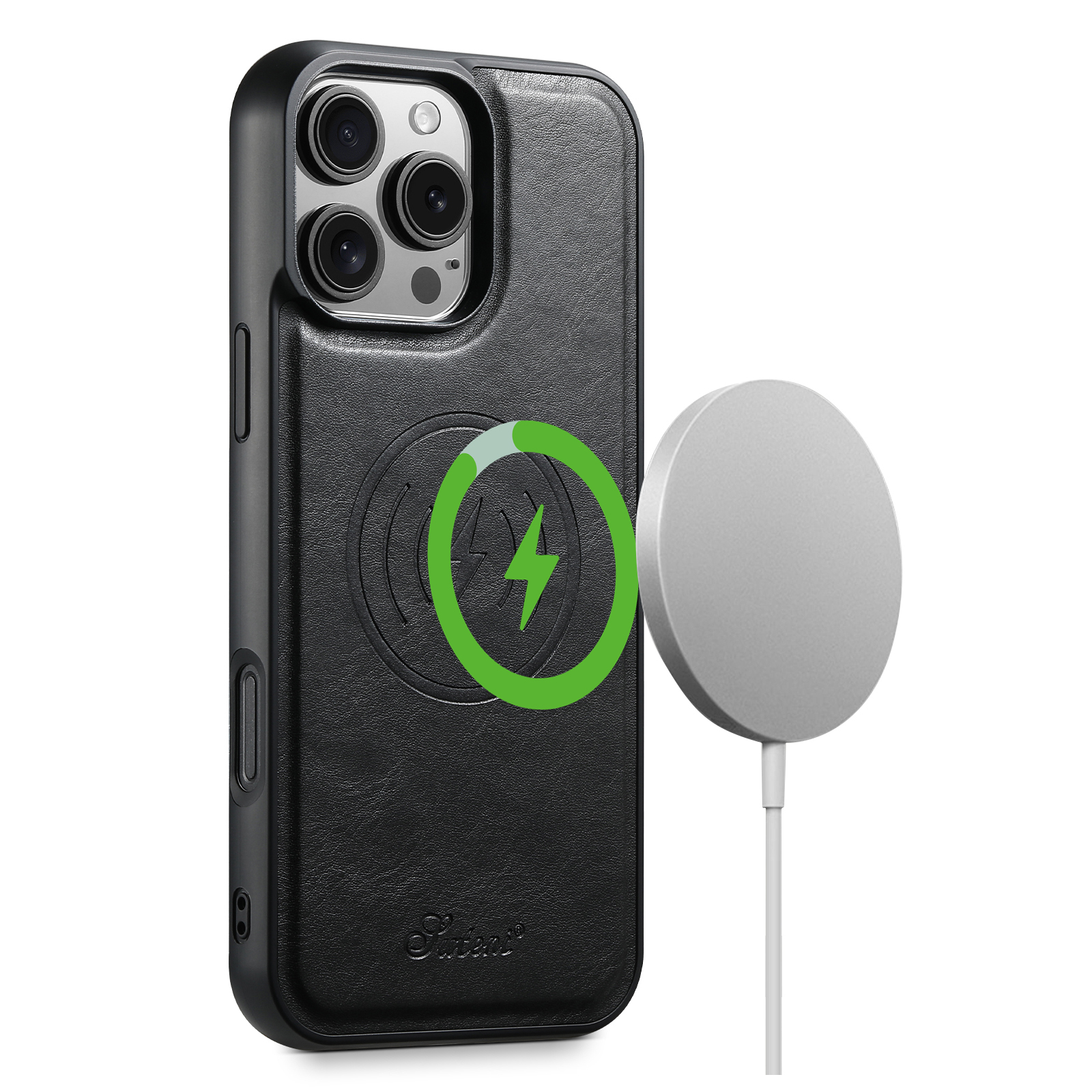 SUTENI H15DK Luxury PU Leather Oil Wax Phone Case Magnet Wireless Charging For iPhone 16 Pro Max 15 Plus 14 13 12