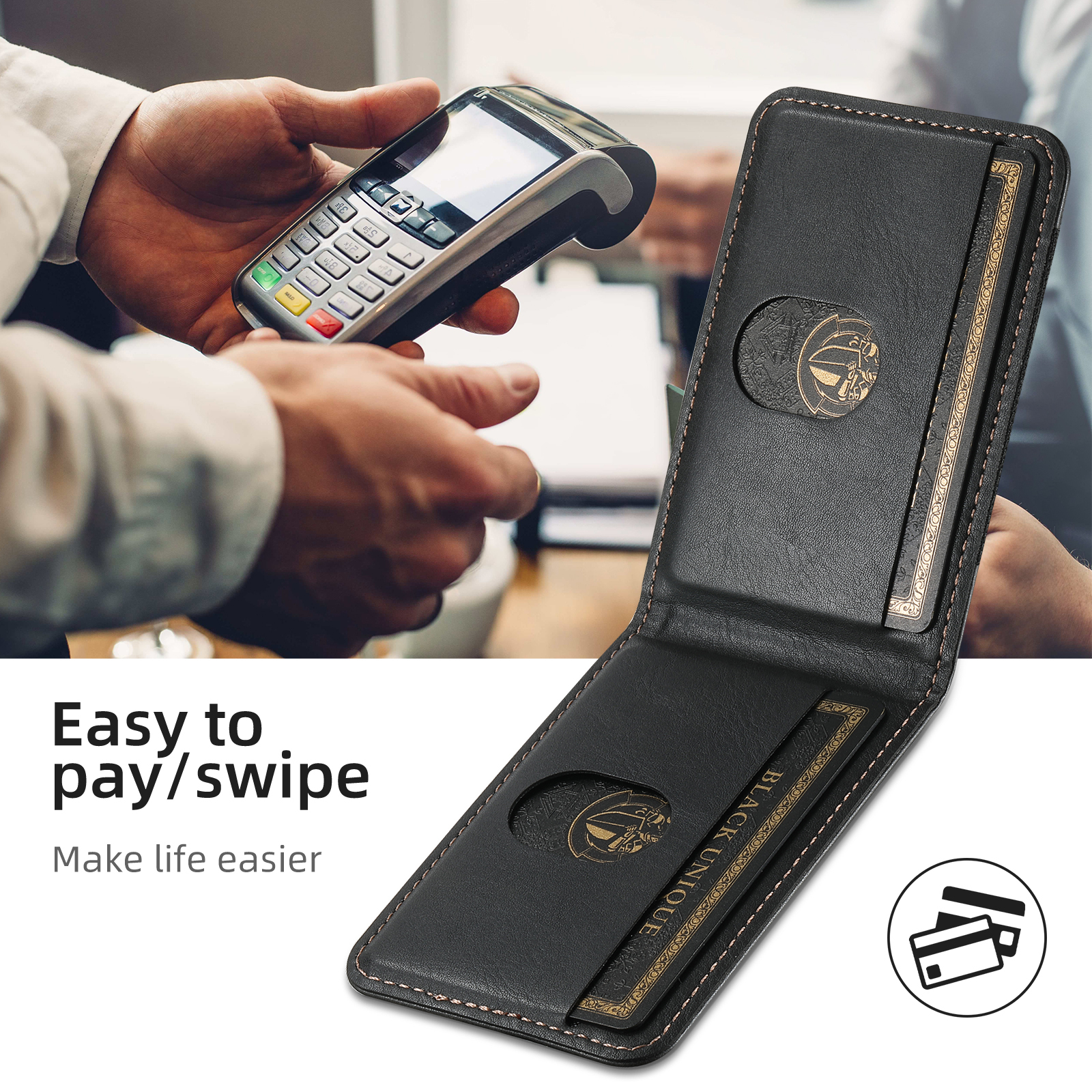 SUTENI H17YL PU Leather Phone Case Wireless Charging Magnet Card Holder Stand For Google Pixel 9XL 8Pro 7A 6