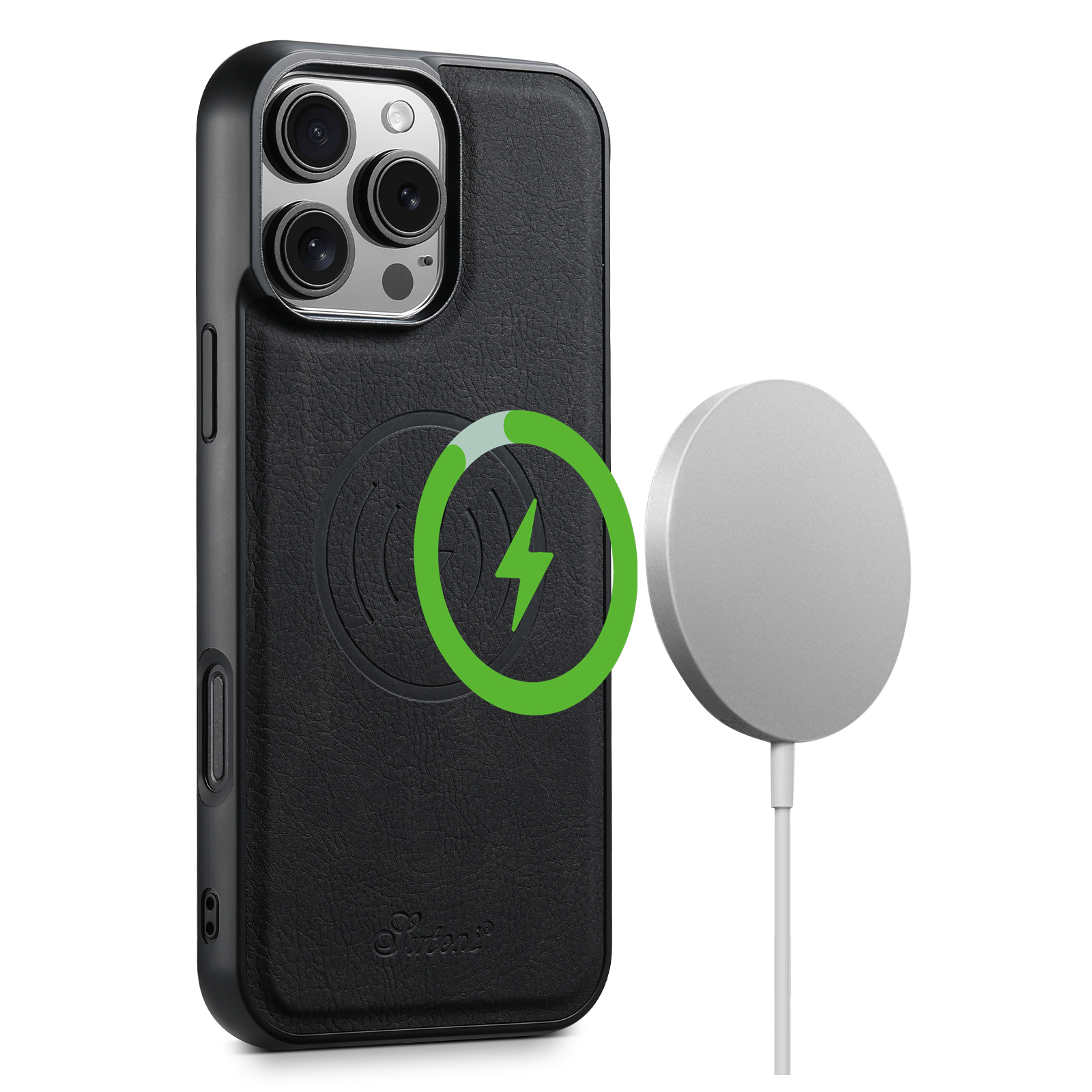 SUTEaNI H16DK Luxury PU Leather Phone Case Magnet Wireless Charging Frosted Feel For iPhone 16 Pro Max 15 Plus 14 13 12