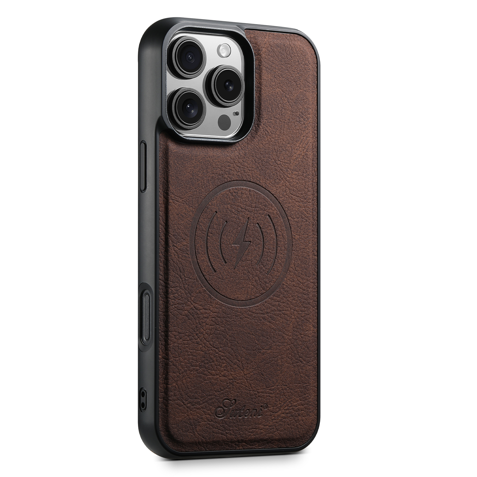 SUTEaNI H16DK Luxury PU Leather Phone Case Magnet Wireless Charging Frosted Feel For iPhone 16 Pro Max 15 Plus 14 13 12