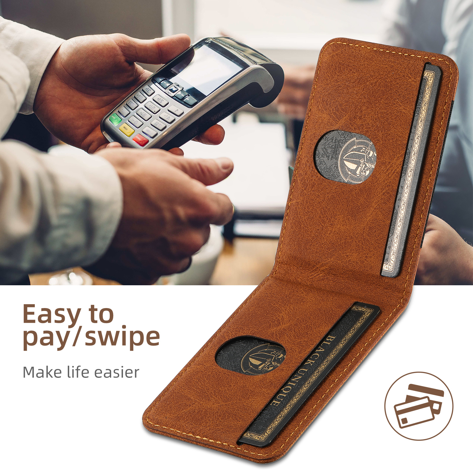 SUTENI H17LZ Magnet Wireless Charging Card Holder Stand Luxury Faux Leather Phone Case For Google Pixel 10ProXL 9 8A 7 6