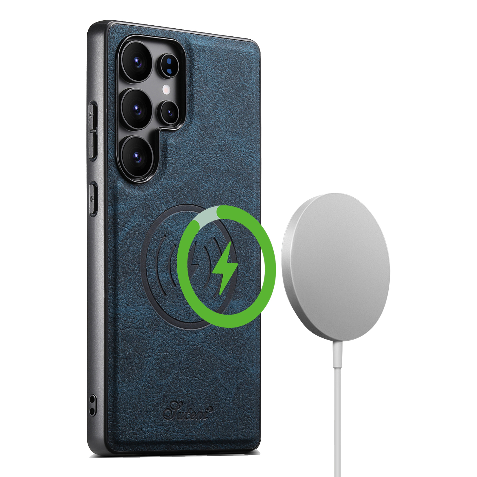 SUTENI H16DK Luxury PU Leather Phone Case Magnet Wireless Charging Frosted Feel For Samsung S25Ultra S24Plus S23 S22 Note20