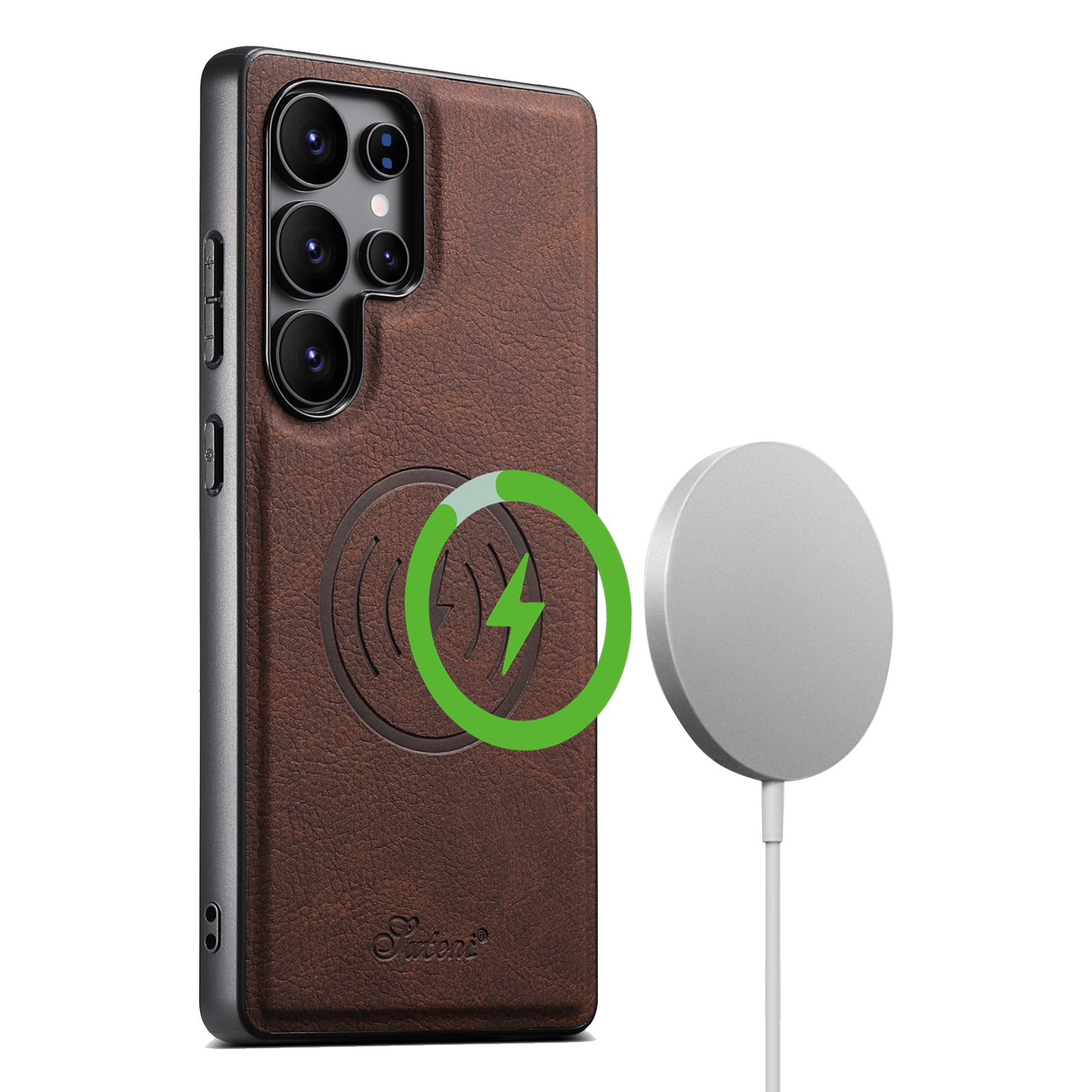SUTENI H16DK Luxury PU Leather Phone Case Magnet Wireless Charging Frosted Feel For Samsung S25Ultra S24Plus S23 S22 Note20