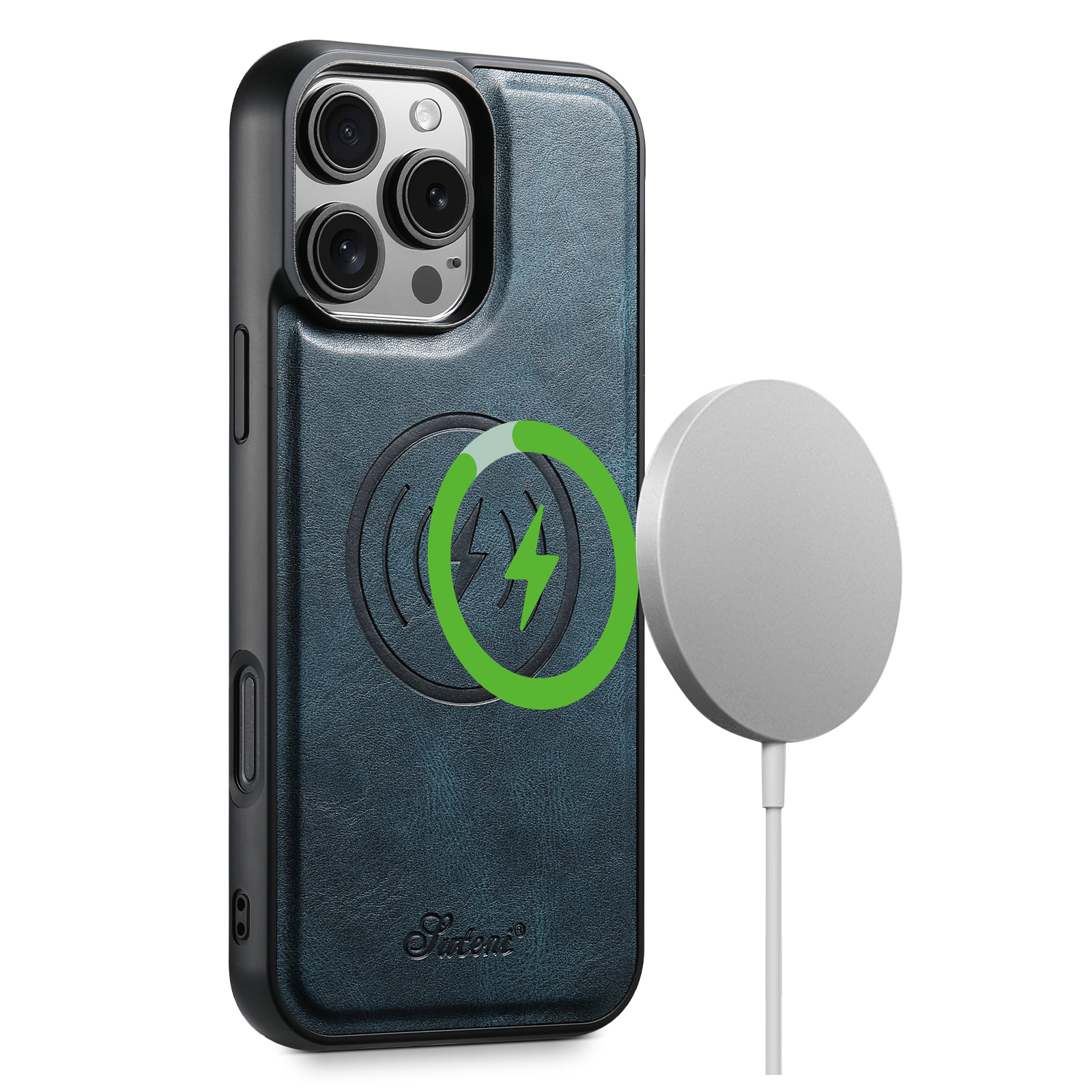 SUTENI H15DK Luxury PU Leather Oil Wax Phone Case Magnet Wireless Charging For iPhone 16 Pro Max 15 Plus 14 13 12