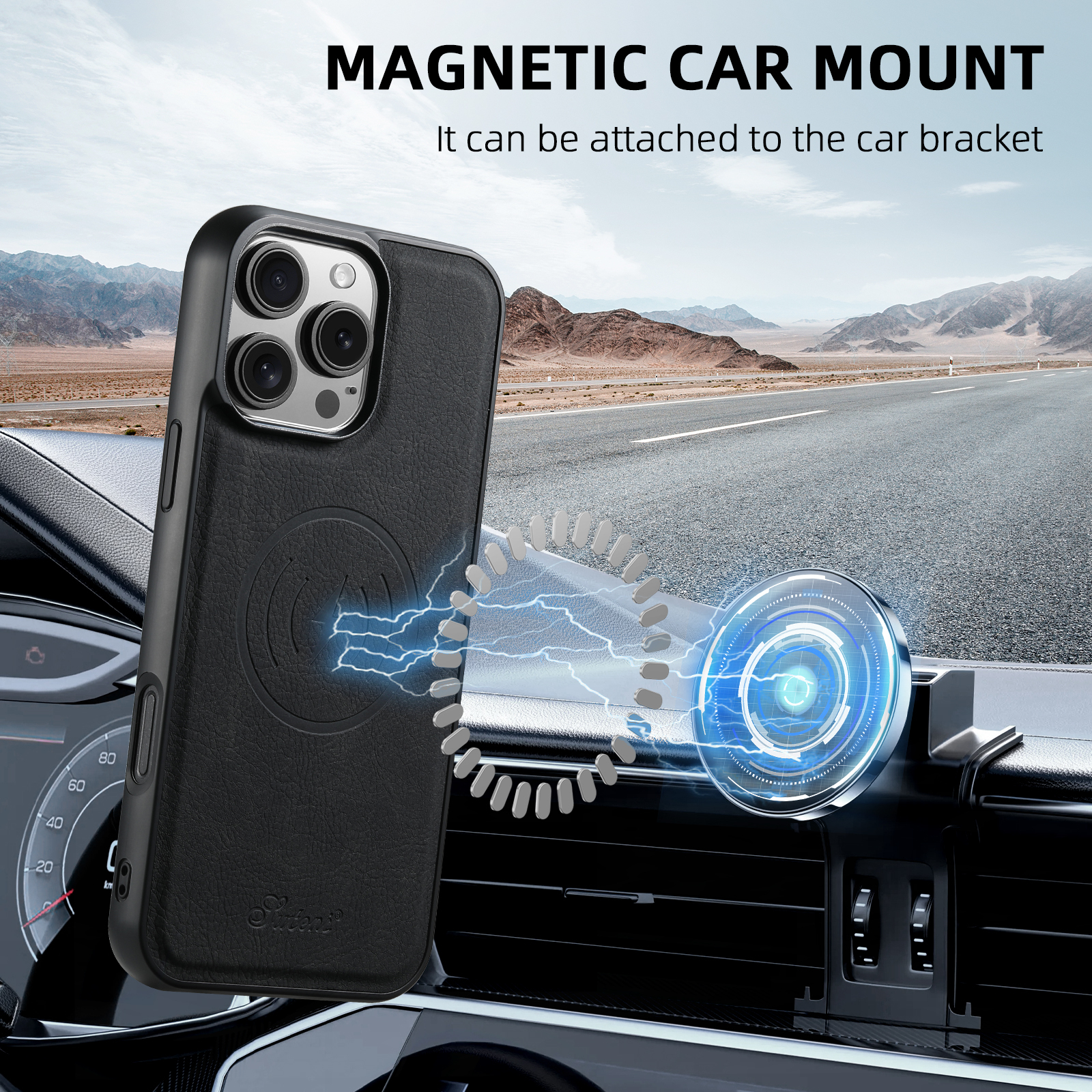 SUTEaNI H16DK Luxury PU Leather Phone Case Magnet Wireless Charging Frosted Feel For iPhone 16 Pro Max 15 Plus 14 13 12