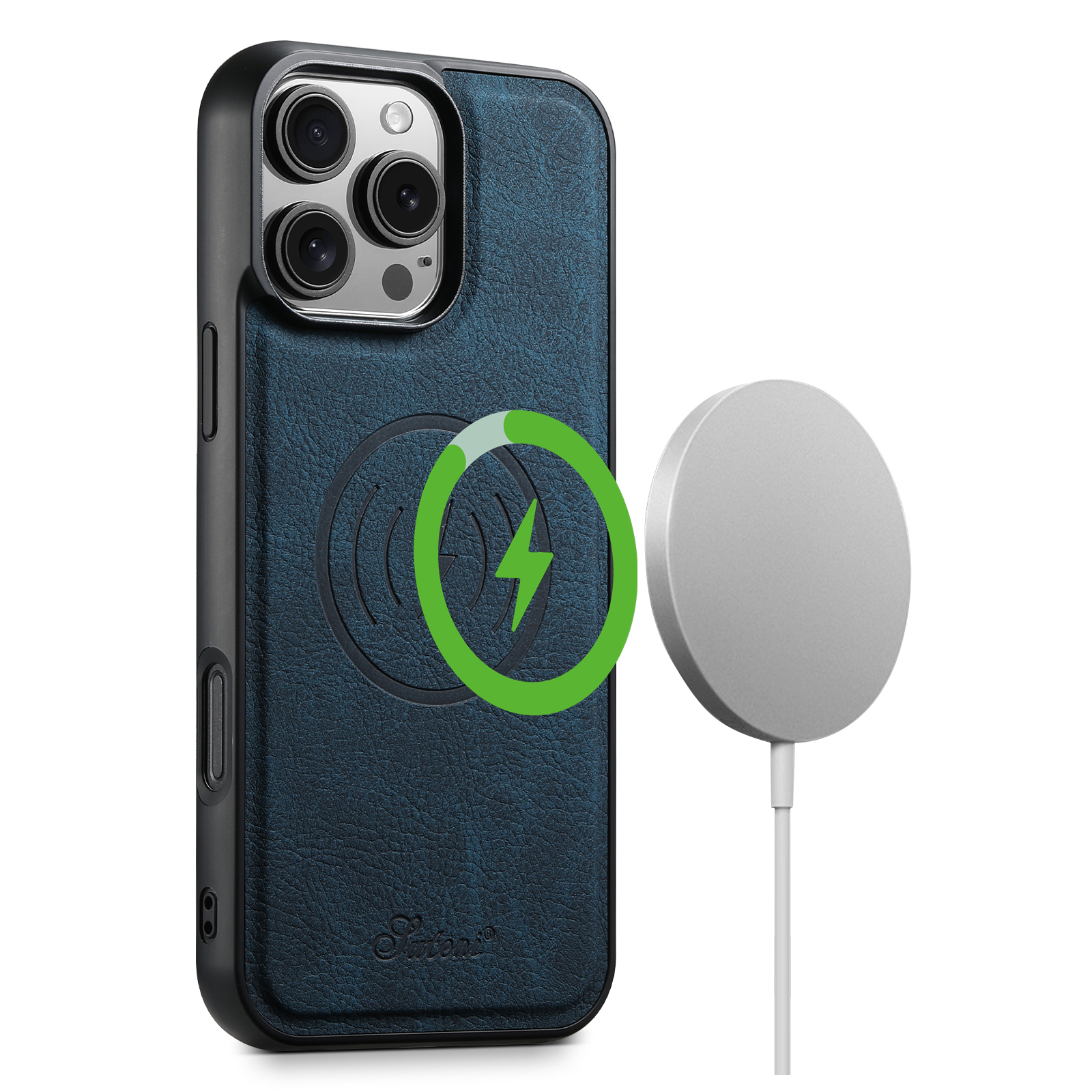 SUTEaNI H16DK Luxury PU Leather Phone Case Magnet Wireless Charging Frosted Feel For iPhone 16 Pro Max 15 Plus 14 13 12