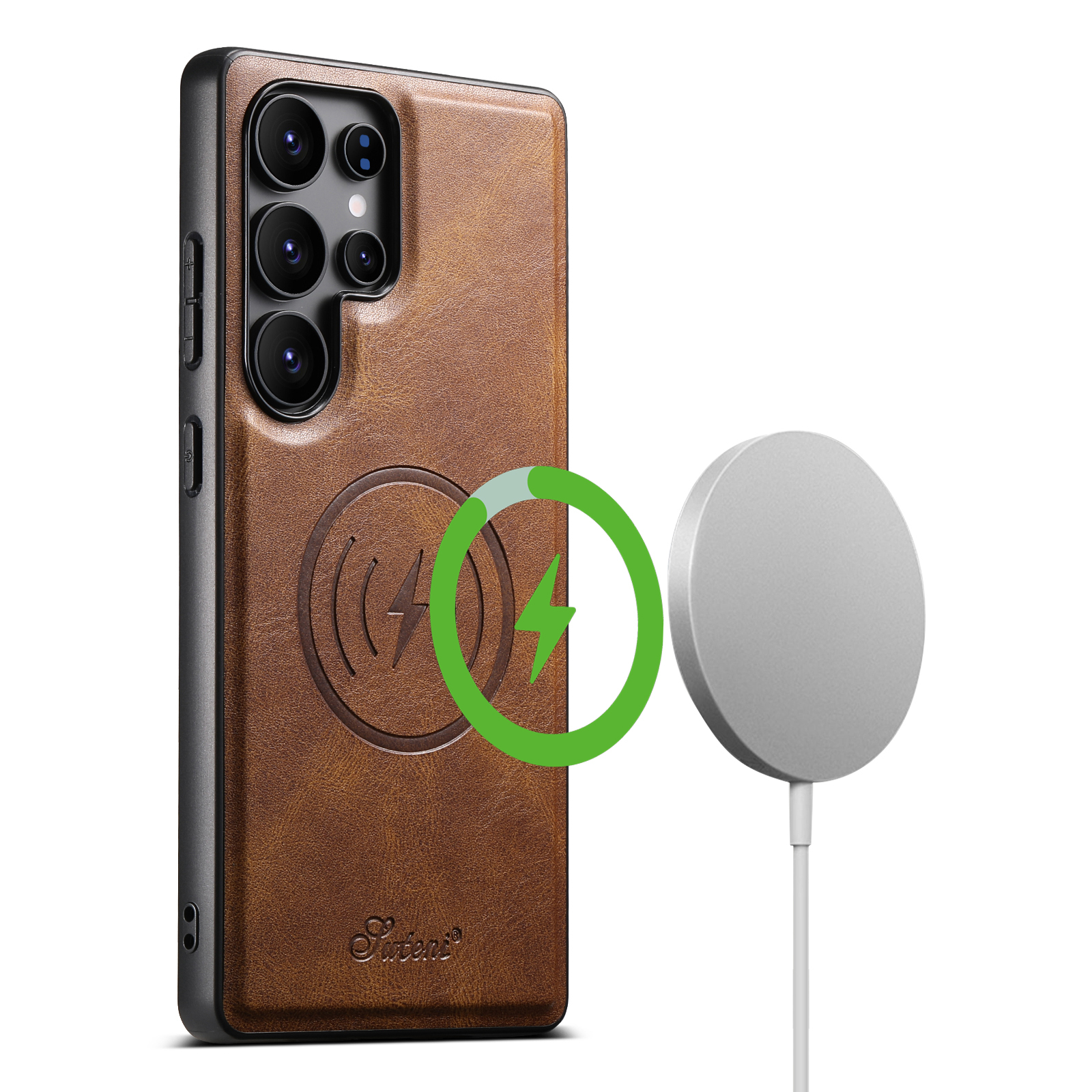 SUTENI H15DK Magnet Wireless Charging PU Leather Card Holder Stand Picture frame Phone Case For Samsung S25Ultra S24Plus S23 S22 Note20
