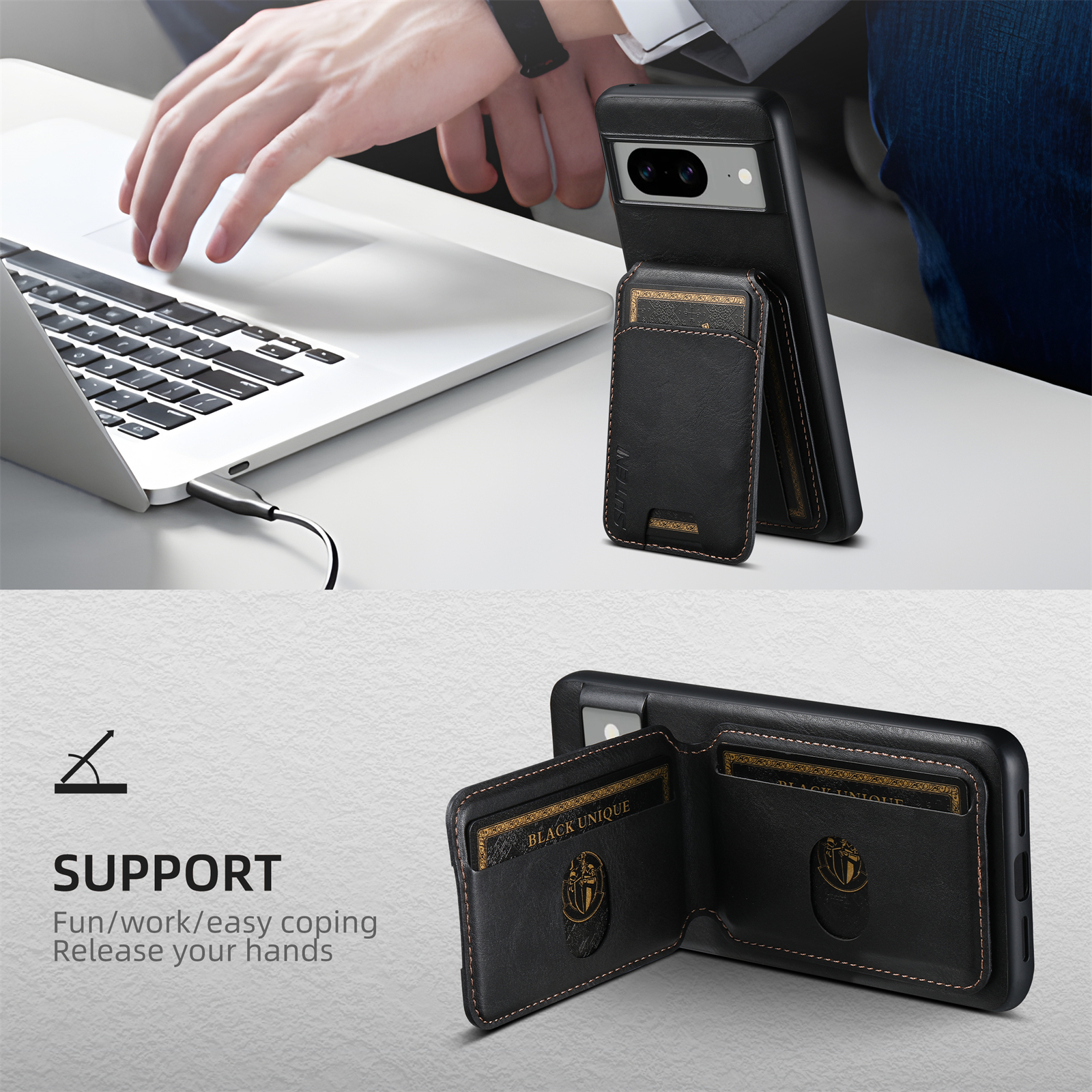 SUTENI H02YL Luxury PU Leather Phone Case Card Holder Stand For Google Pixel 9XL 8Pro 7A 6
