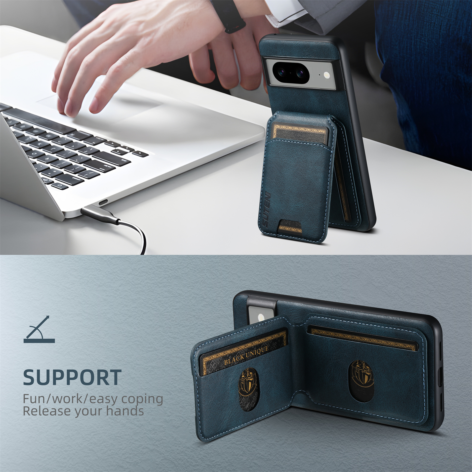 SUTENI H02YL Luxury PU Leather Phone Case Card Holder Stand For Google Pixel 9XL 8Pro 7A 6