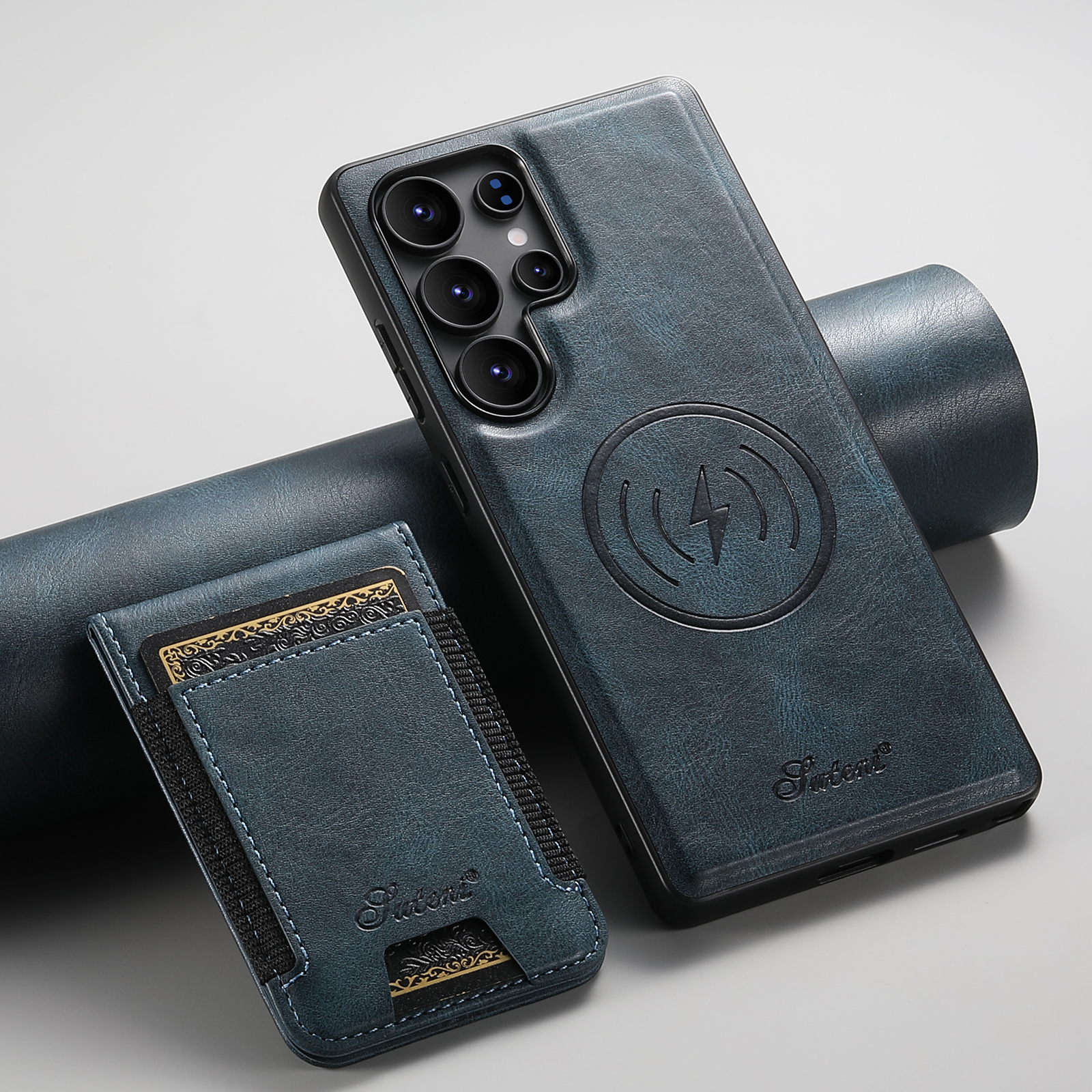 SUTENI H17YL PU Leather Phone Case Magnet Wireless Charging Card Holder Stand For Samsung S25Ultra S24Plus S23 S22 Note20