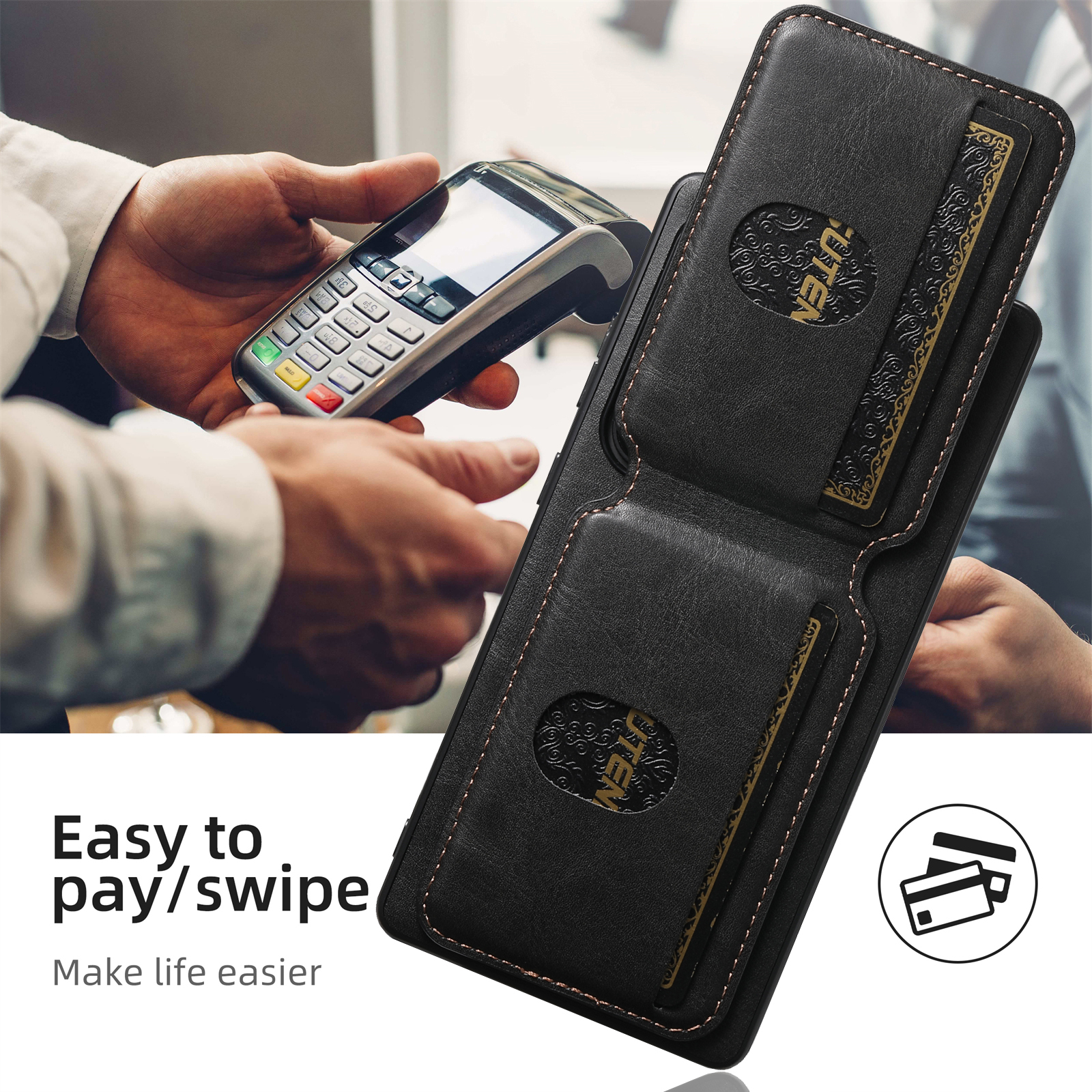 SUTENI H02YL Luxury PU Leather Phone Case Card Holder Stand For Samsung S25Ultra S24Plus S23 S22 Note20