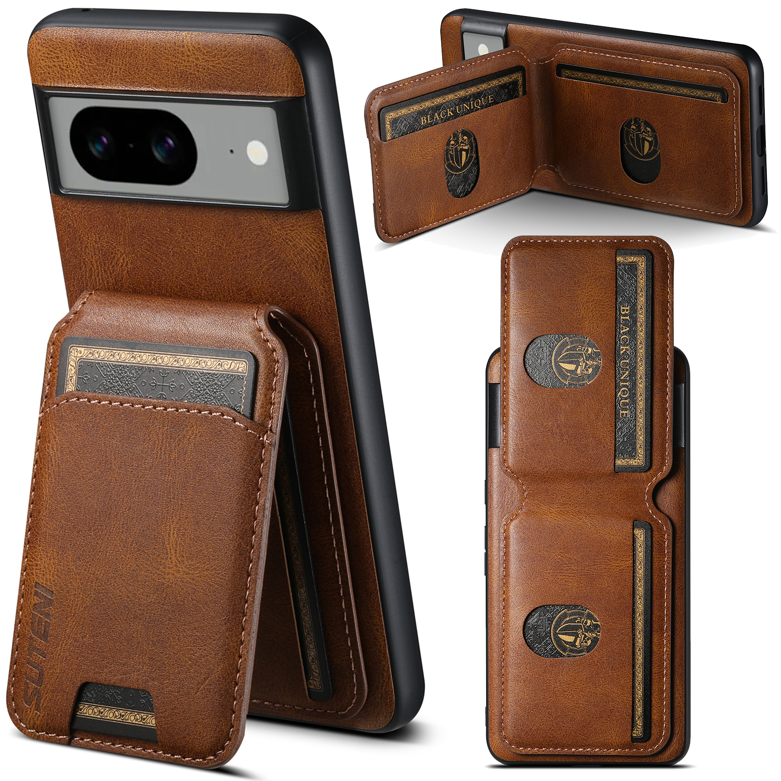 SUTENI H02YL Luxury PU Leather Phone Case Card Holder Stand For Google Pixel 9XL 8Pro 7A 6