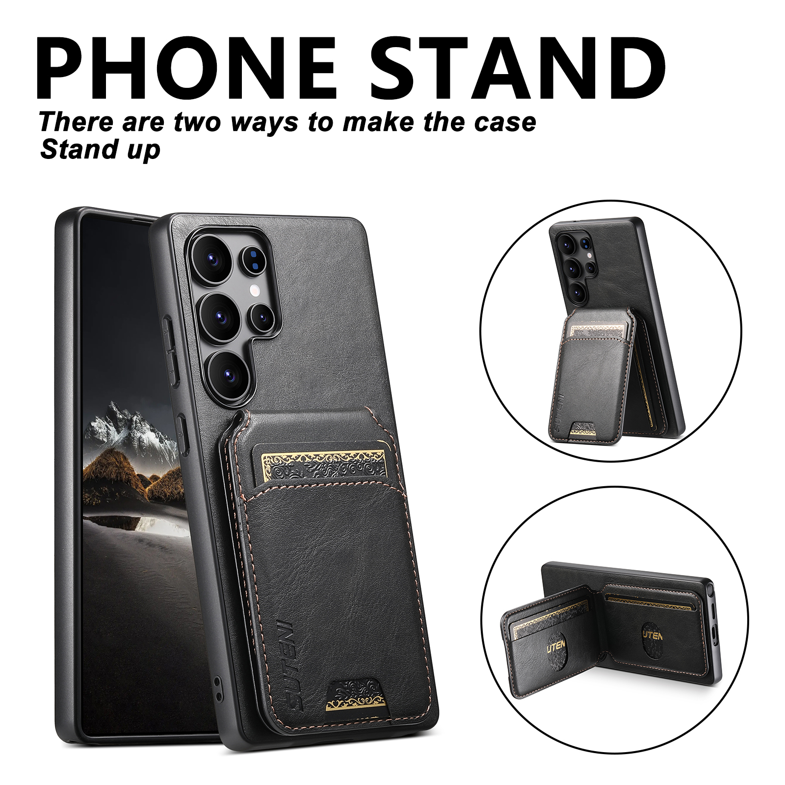SUTENI H02YL Luxury PU Leather Phone Case Card Holder Stand For Samsung S25Ultra S24Plus S23 S22 Note20