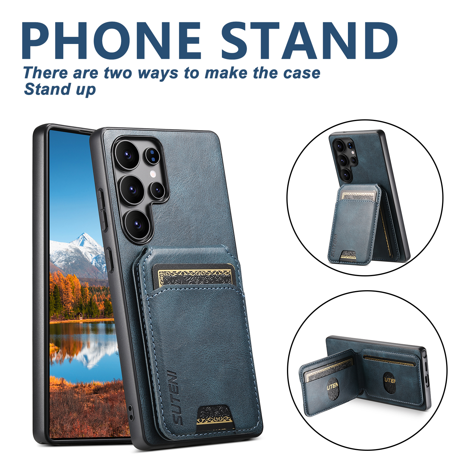 SUTENI H02YL Luxury PU Leather Phone Case Card Holder Stand For Samsung S25Ultra S24Plus S23 S22 Note20