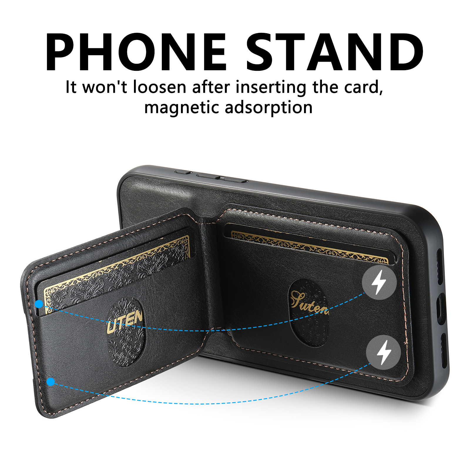 SUTENI H02YL Luxury PU Leather Phone Case Card Holder Stand For iPhone 16 Pro Max 15 Plus 14 13 12 11