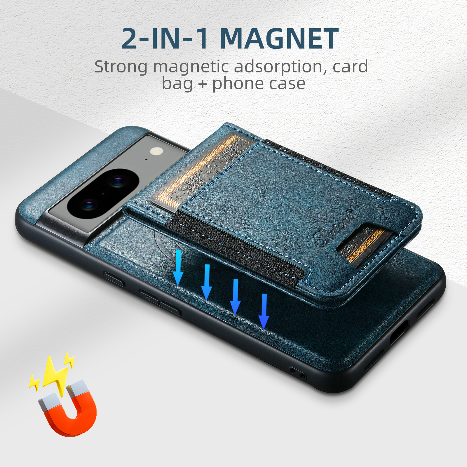 SUTENI H17YL PU Leather Phone Case Wireless Charging Magnet Card Holder Stand For Google Pixel 9XL 8Pro 7A 6