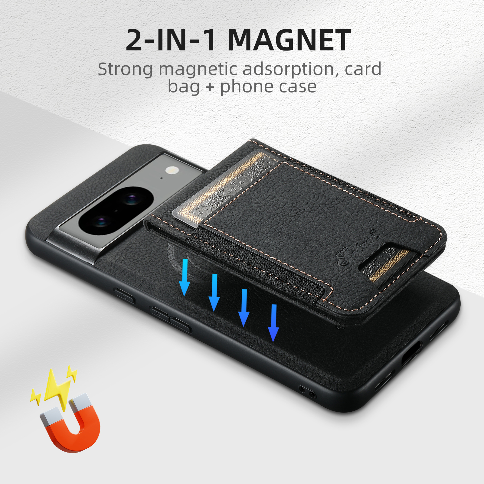SUTENI H17LZ Magnet Wireless Charging Card Holder Stand Luxury PU Leather Phone Case For Google Pixel 9XL 8Pro 7A 6