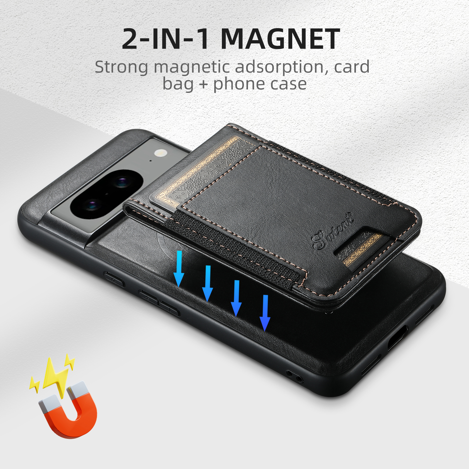 SUTENI H17YL PU Leather Phone Case Wireless Charging Magnet Card Holder Stand For Google Pixel 9XL 8Pro 7A 6