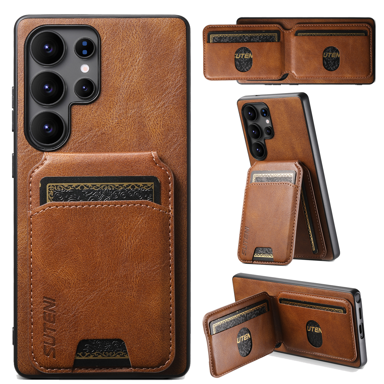 SUTENI H02YL Luxury PU Leather Phone Case Card Holder Stand For Samsung S25Ultra S24Plus S23 S22 Note20