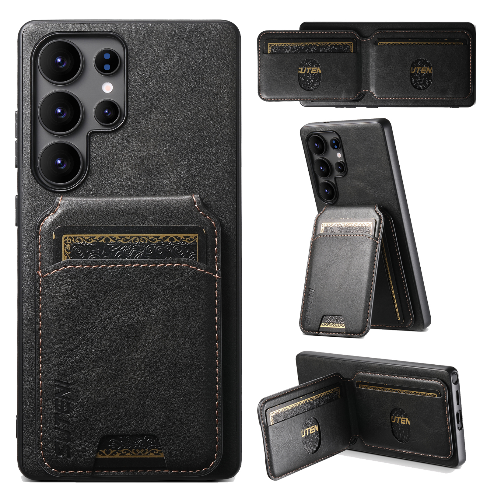 SUTENI H02YL Luxury PU Leather Phone Case Card Holder Stand For Samsung S25Ultra S24Plus S23 S22 Note20