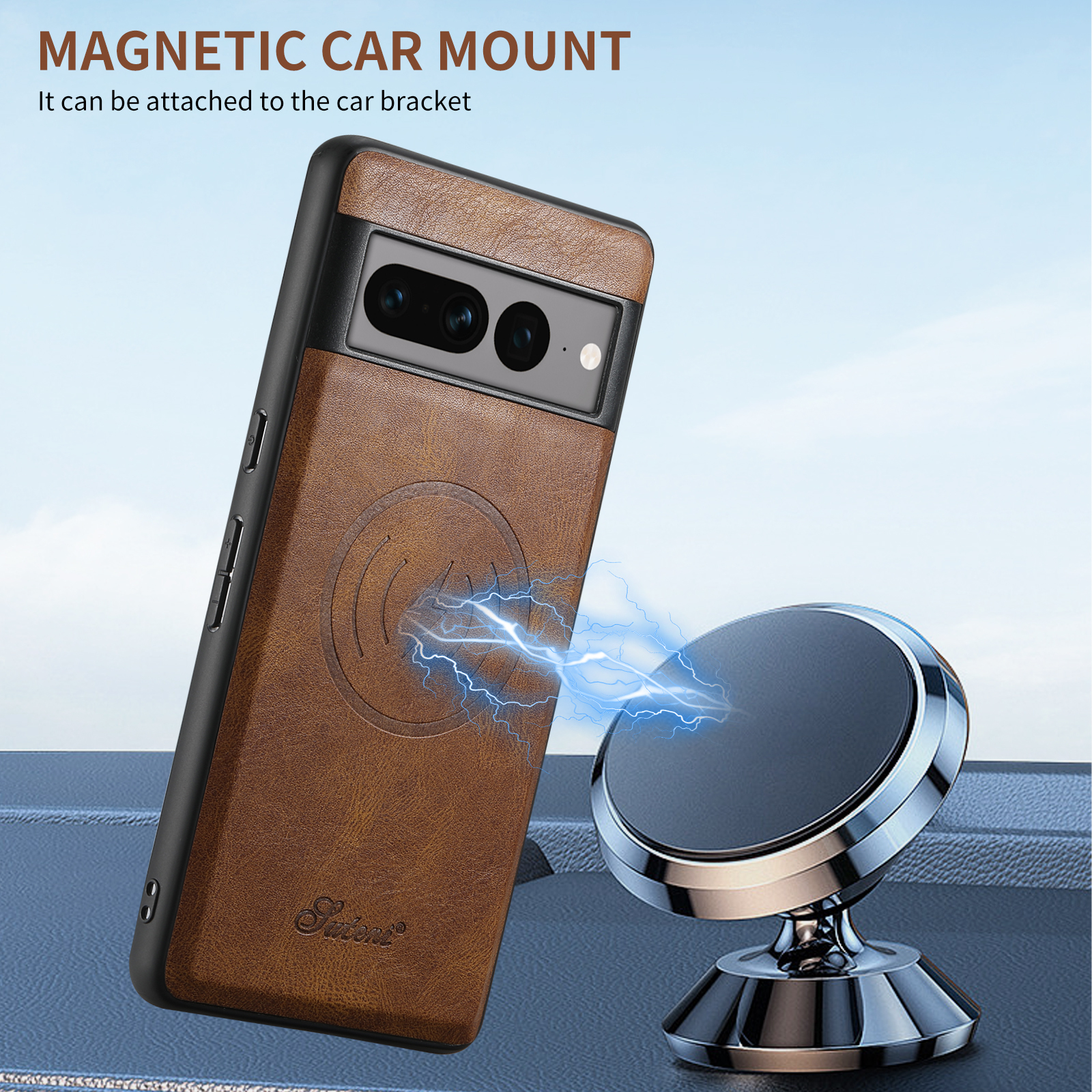 SUTENI H15 Magnet Wireless Charging PU Leather Card Holder Stand Picture frame Phone Case For Google Pixel 9XL 8Pro 7A 6