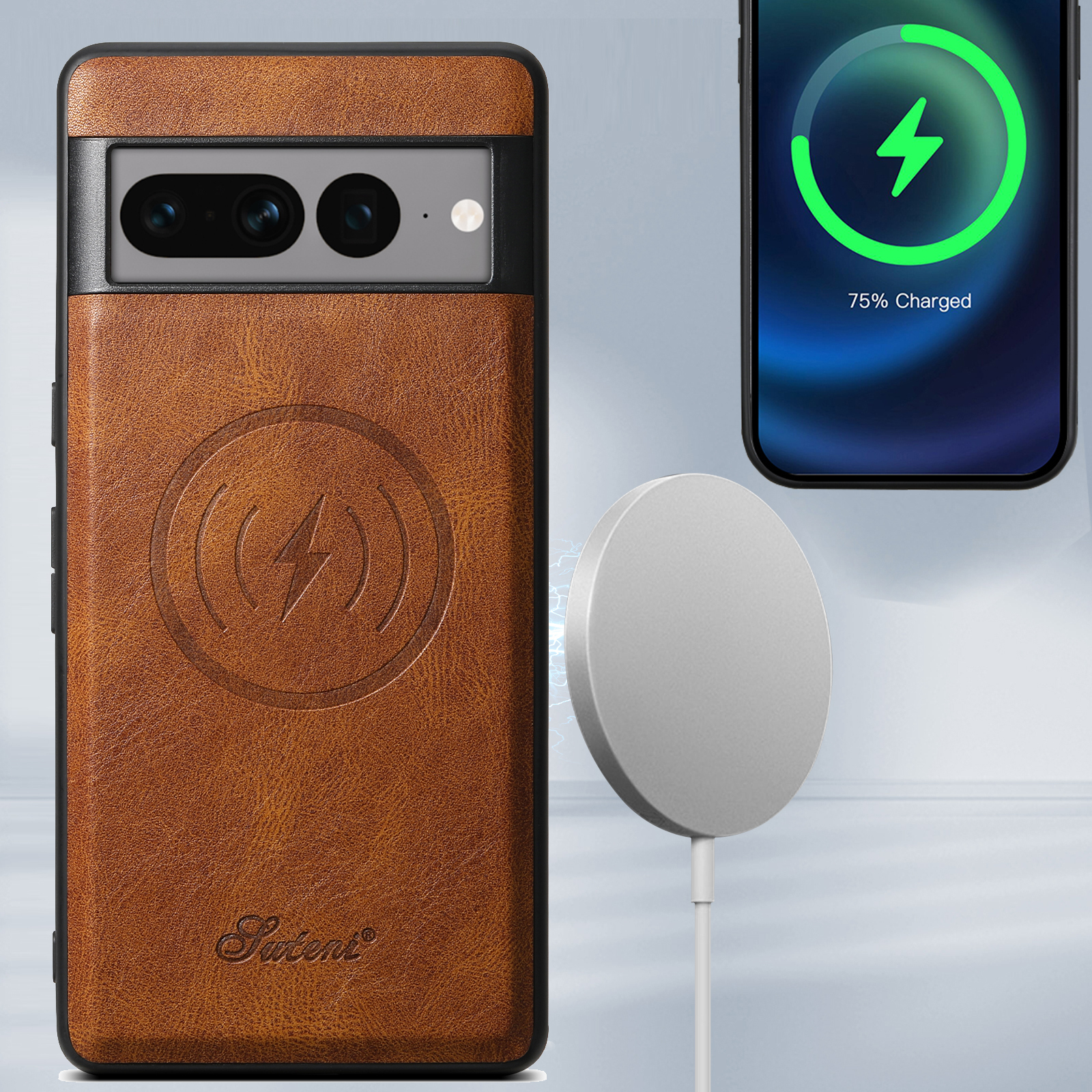 SUTENI H15 Magnet Wireless Charging PU Leather Card Holder Stand Picture frame Phone Case For Google Pixel 9XL 8Pro 7A 6