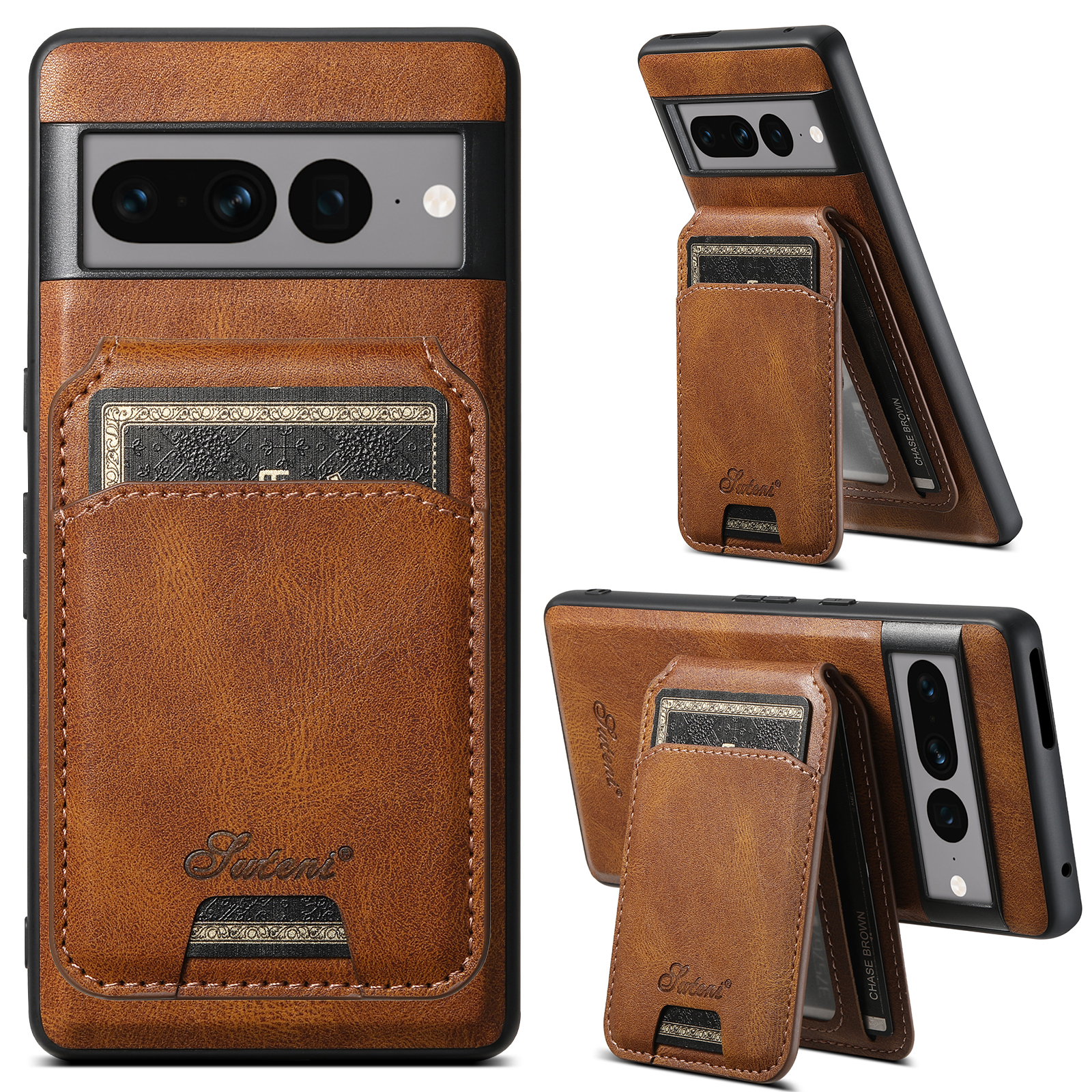 SUTENI H15 Magnet Wireless Charging PU Leather Card Holder Stand Picture frame Phone Case For Google Pixel 9XL 8Pro 7A 6