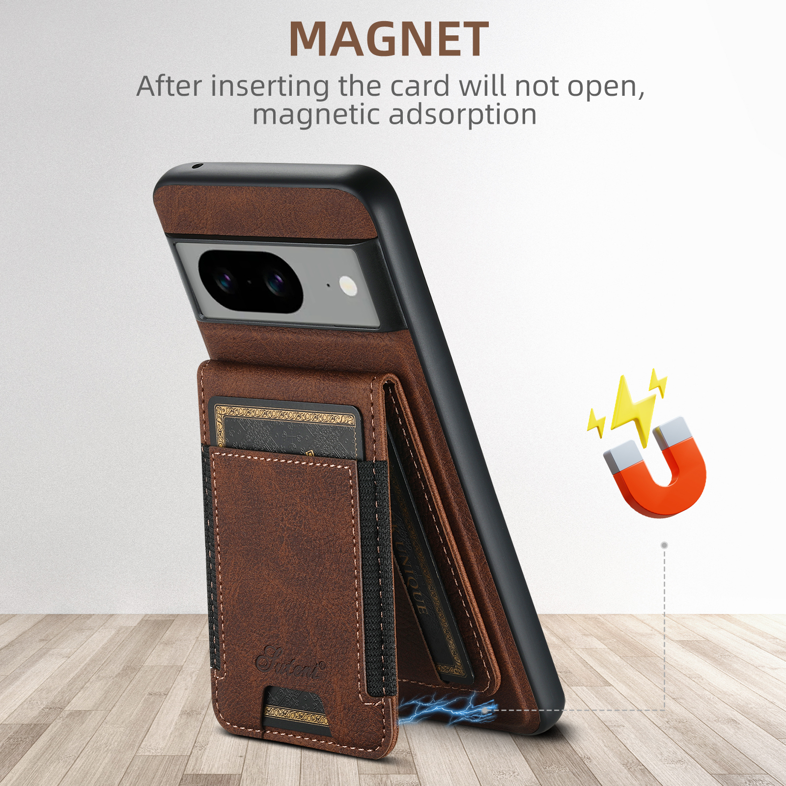 SUTENI H17LZ Magnet Wireless Charging Card Holder Stand Luxury PU Leather Phone Case For Google Pixel 9XL 8Pro 7A 6