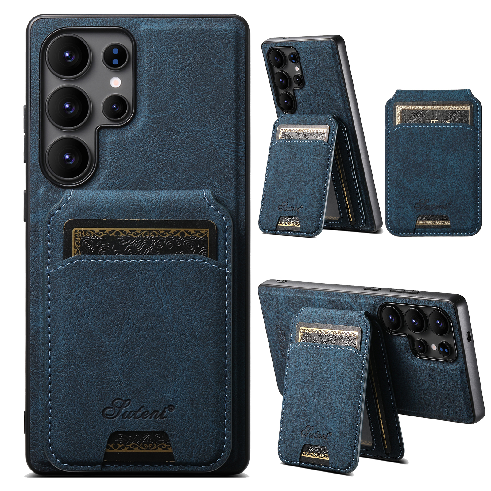 SUTENI H16 Magnet Wireless Charging Phone Case Card Holder Stand PU Leather For Samsung S26Ultra S25Plus S24 S23 S22 Note20