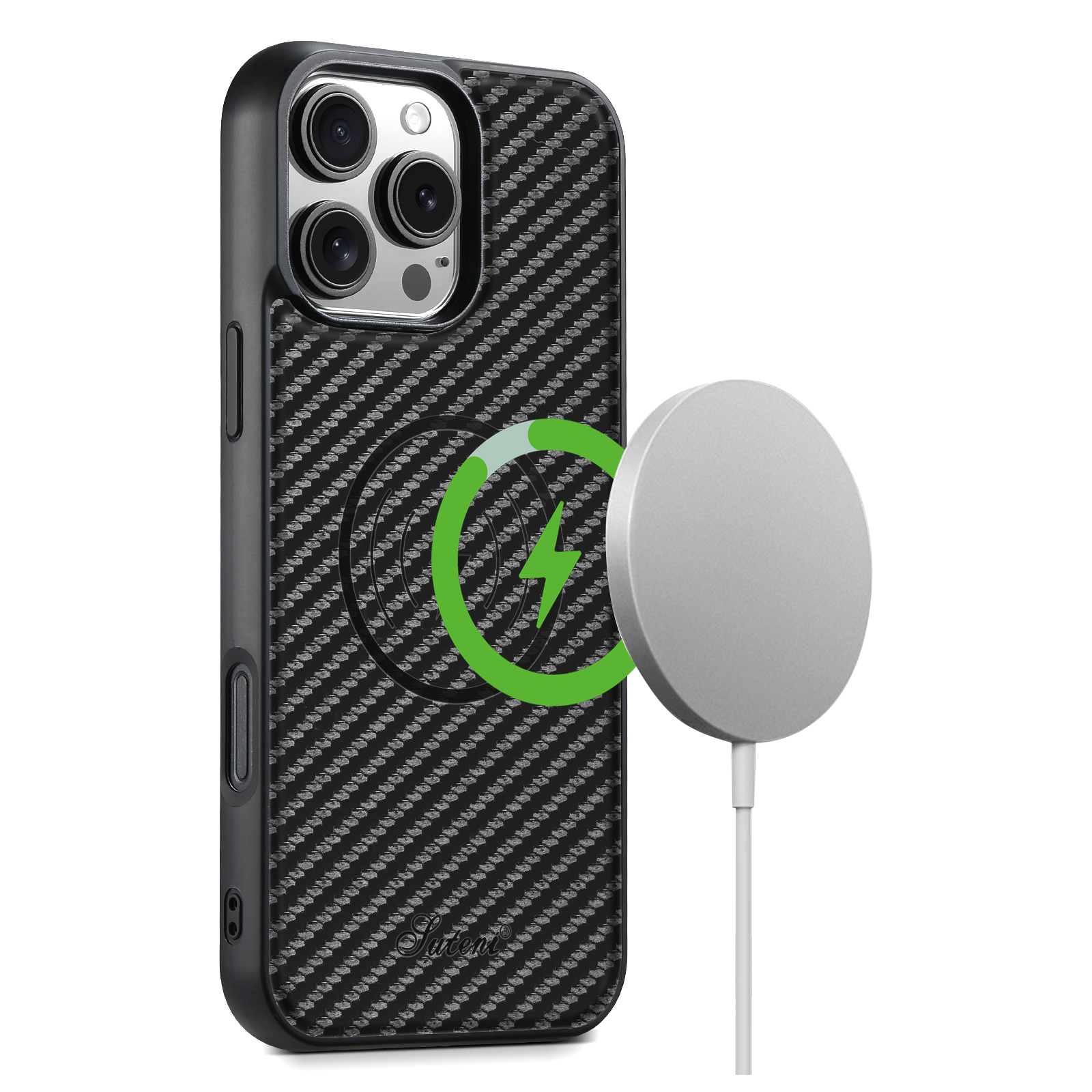 SUTENI H18TXWDK Luxury PU Leather Phone Case Magnet Wireless Charging For iPhone 16 Pro Max 15 Plus 14 13 12