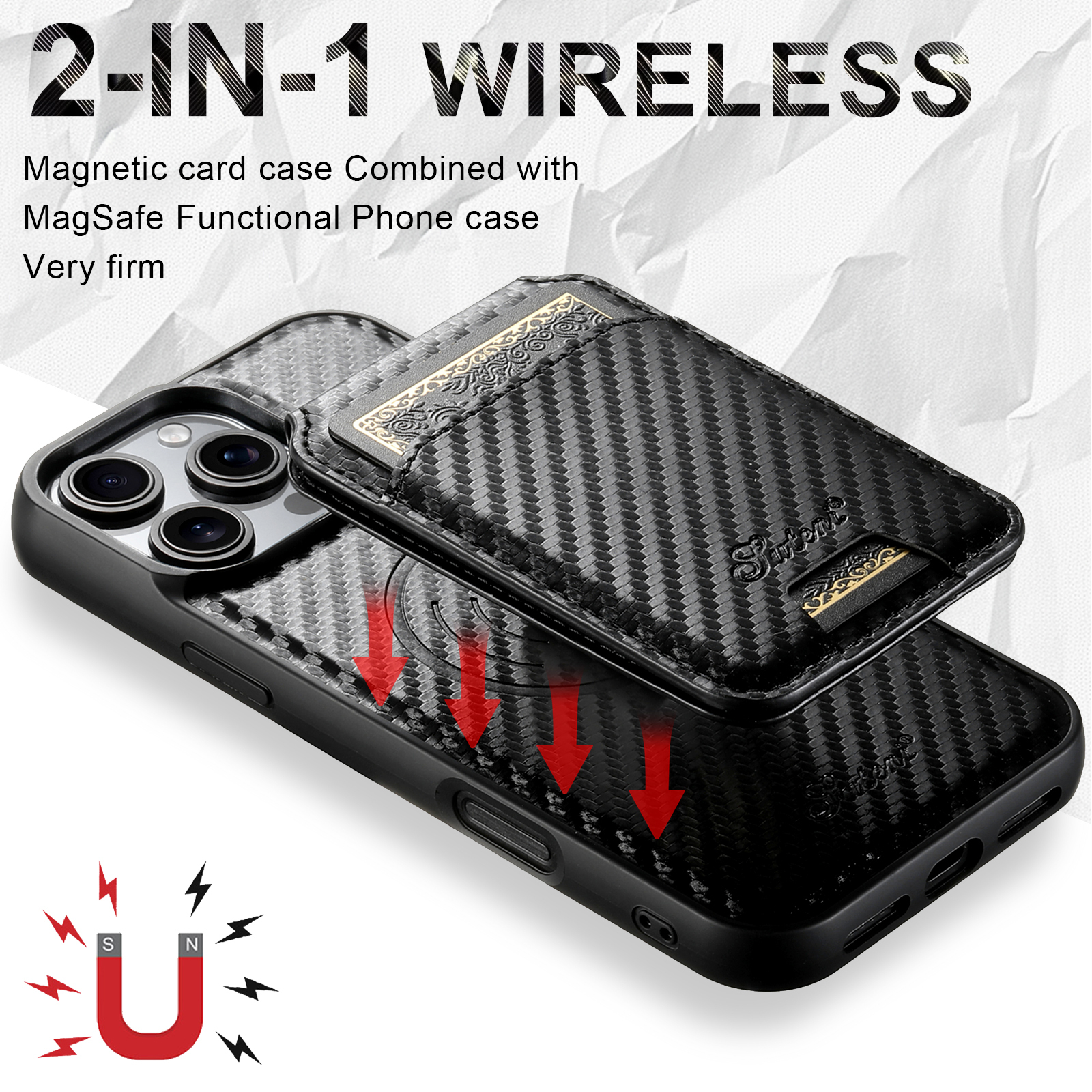 SUTENI H18TXW Phone Case Magnet Wireless Charging Card Holder Stand Luxury PU Leather For iPhone 16 Pro Max 15 Plus 14 Pro 13 12