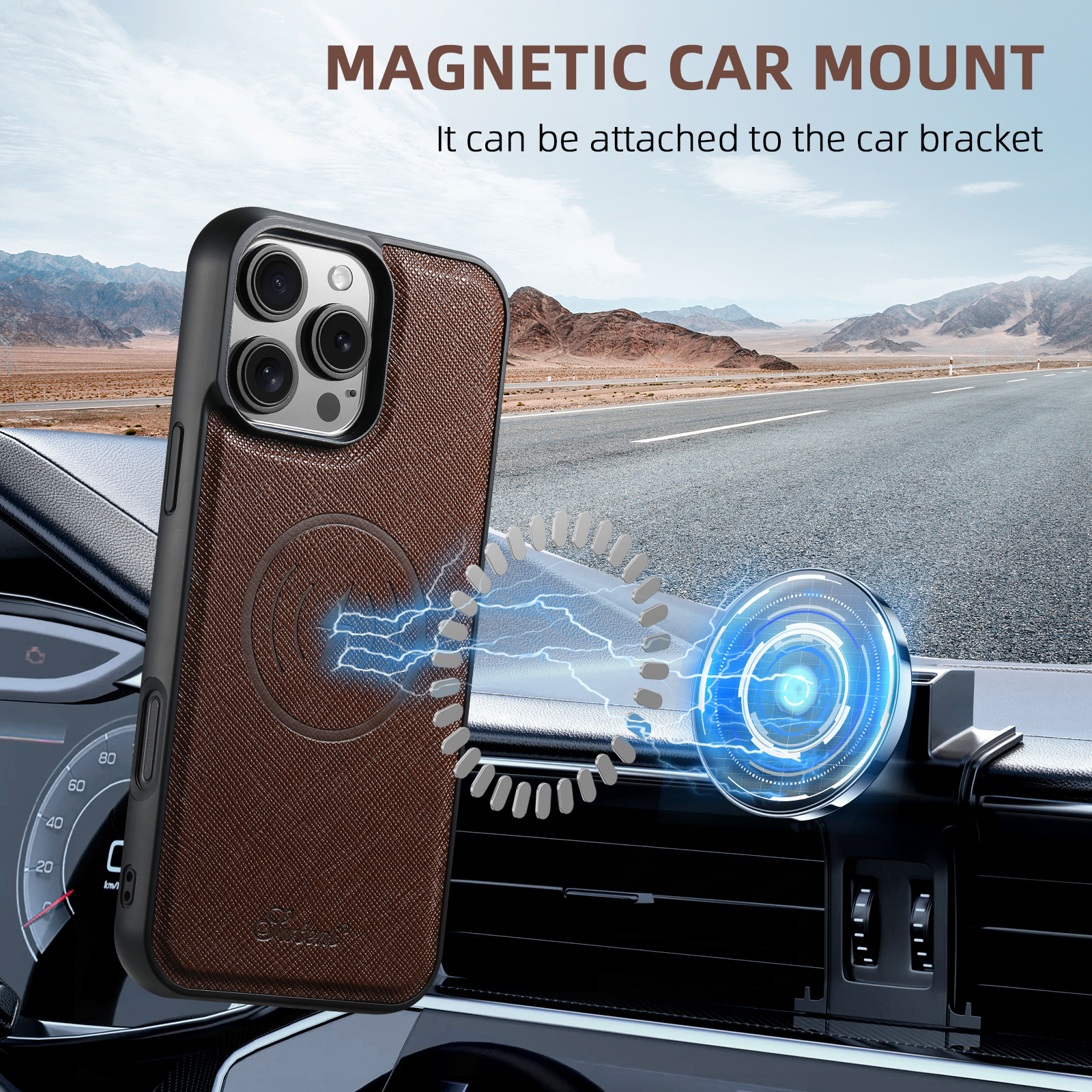 SUTENI H18SZDK Magnet Wireless Charging Phone Case Luxury PU Leather For iPhone 16 Pro Max 15 Plus 14 13 12