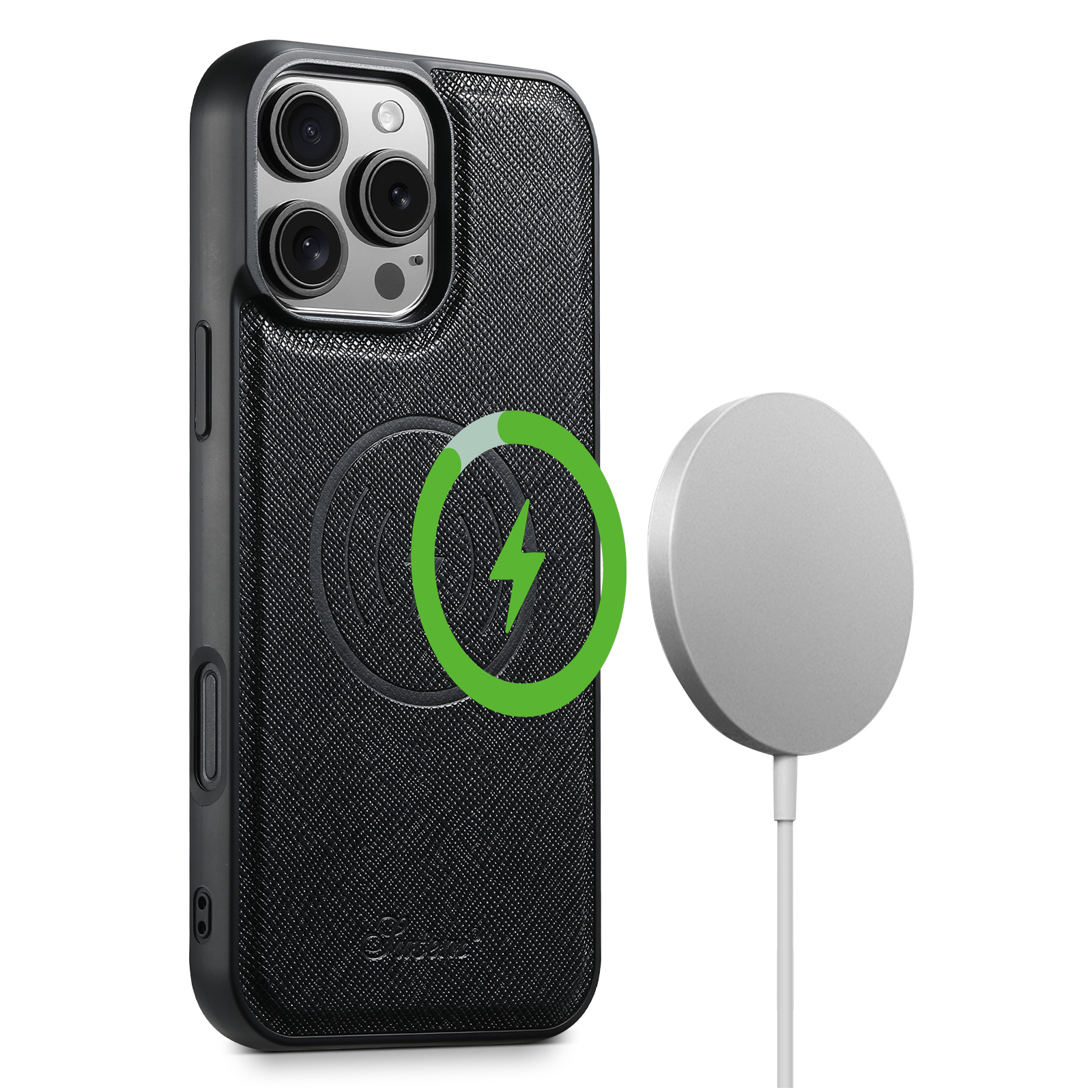 SUTENI H18SZDK Magnet Wireless Charging Phone Case Luxury PU Leather For iPhone 16 Pro Max 15 Plus 14 13 12