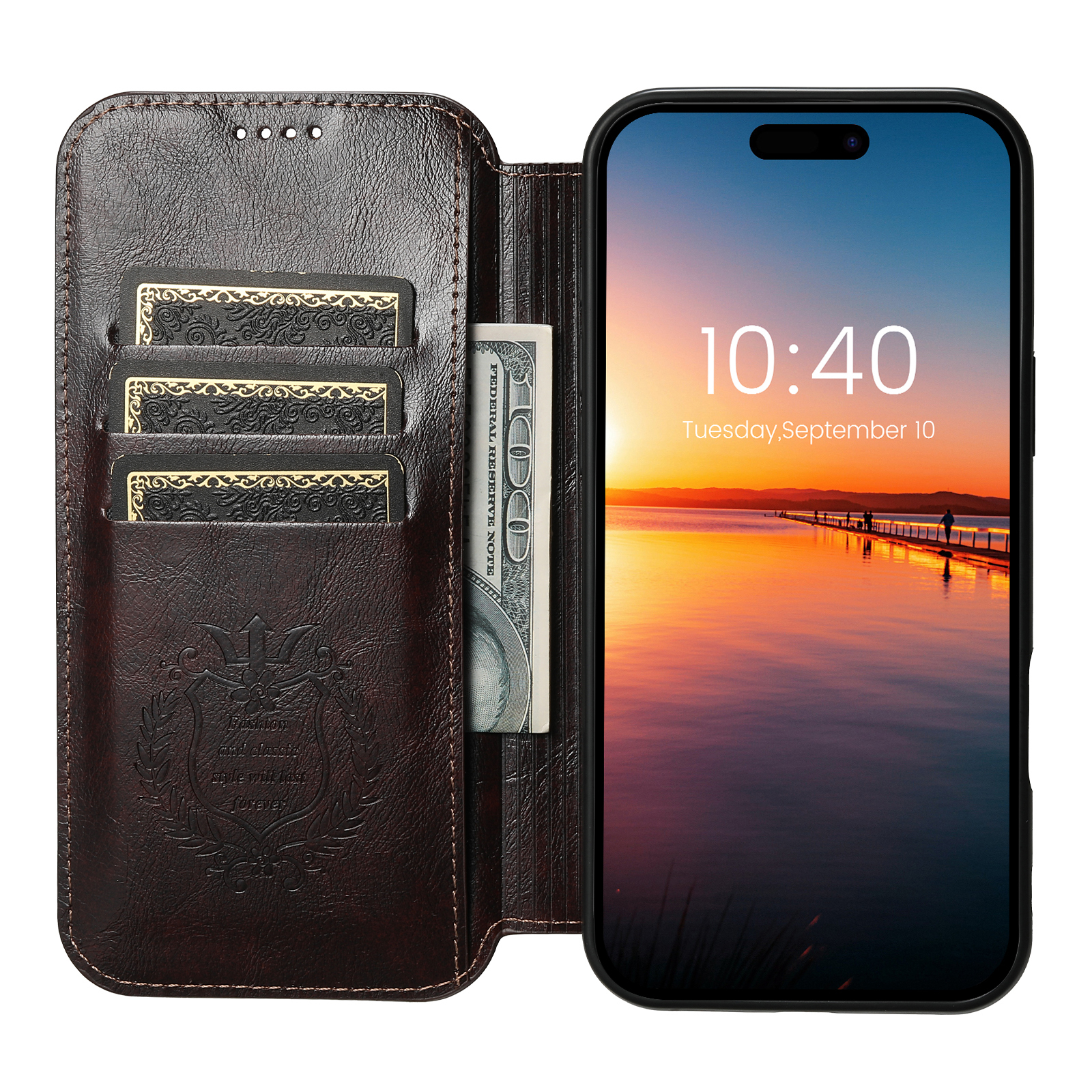 SUTENI J05 PU Leather Wireless Charging 2 In 1 Card Holder Stand Wallet Magnetic buckle Phone Case For iPhone 16 Pro Max 15 Plus 14 13 12