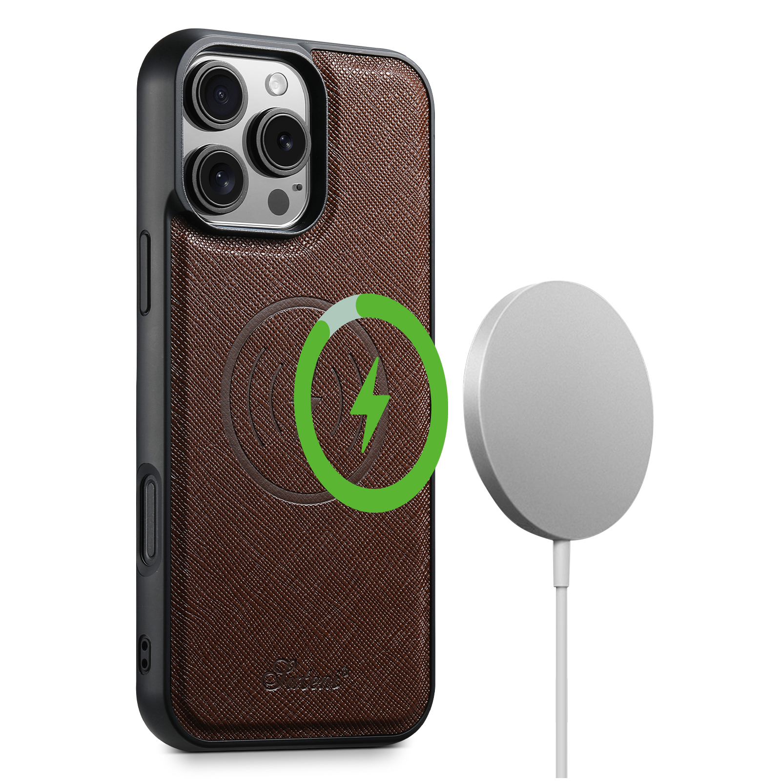SUTENI H18SZDK Magnet Wireless Charging Phone Case Luxury PU Leather For iPhone 16 Pro Max 15 Plus 14 13 12