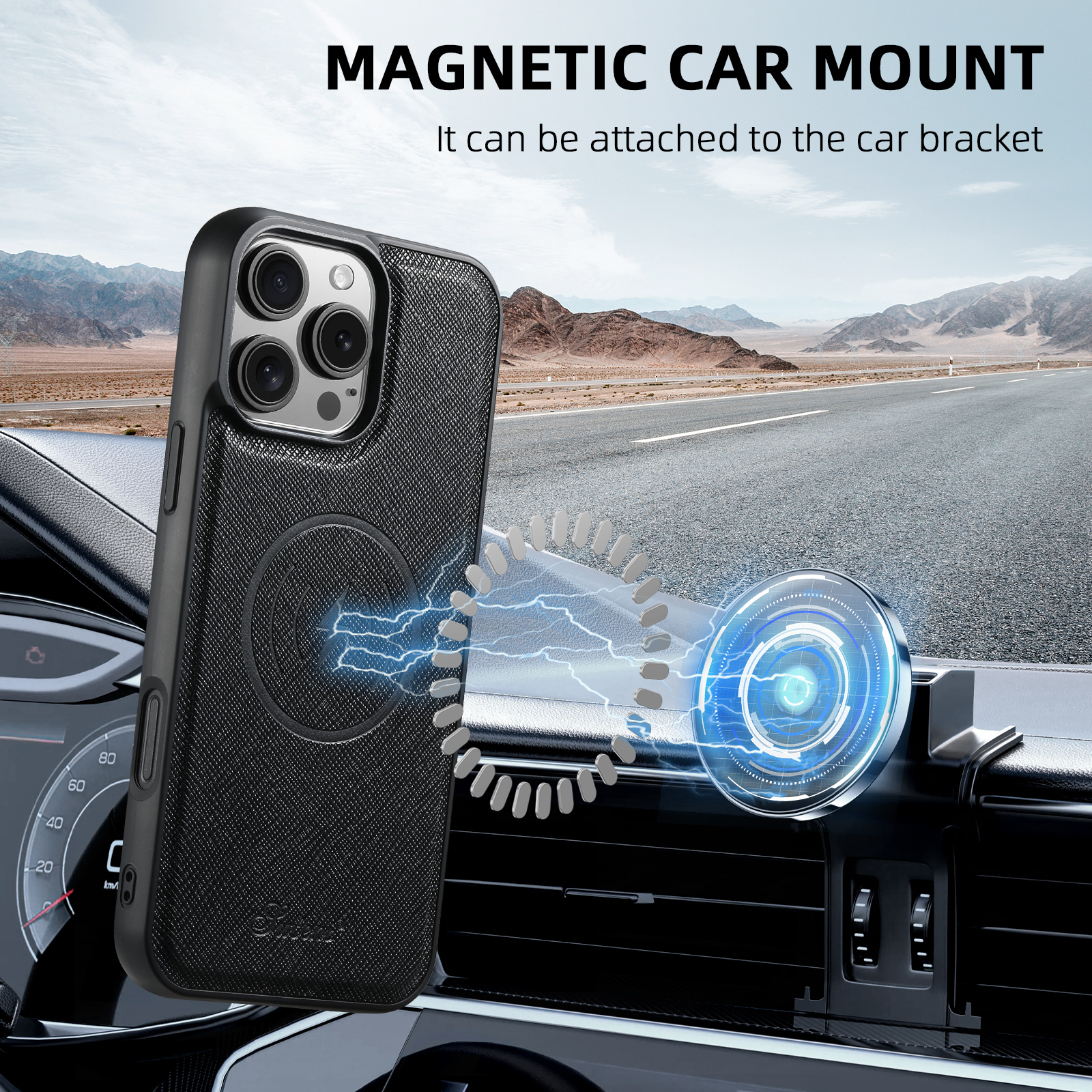 SUTENI H17SZ Magnet Wireless Charging Phone Case Card Holder Stand PU Leather For iPhone 16 Pro Max 15 Plus 14 Pro 13 12