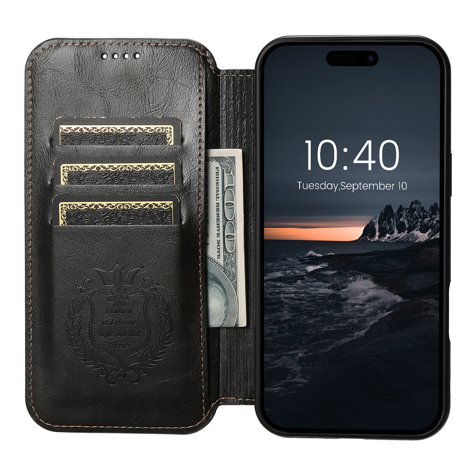 SUTENI J05 PU Leather Wireless Charging 2 In 1 Card Holder Stand Wallet Magnetic buckle Phone Case For iPhone 16 Pro Max 15 Plus 14 13 12