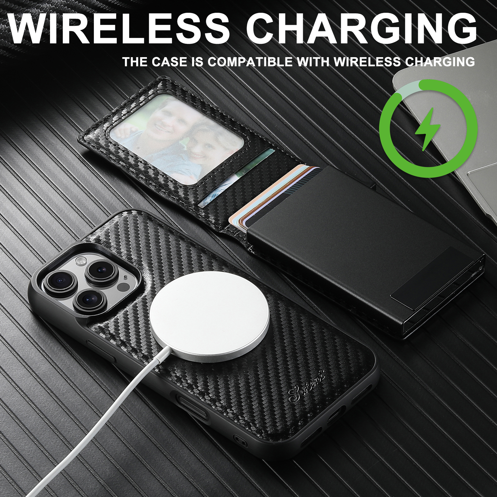 SUTENI H19TXW Magnetic Wireless Charging Card Slot PU Leather Wallet Button card box Phone Cases For iPhone 16 Pro Max 15 Plus 14 13 12