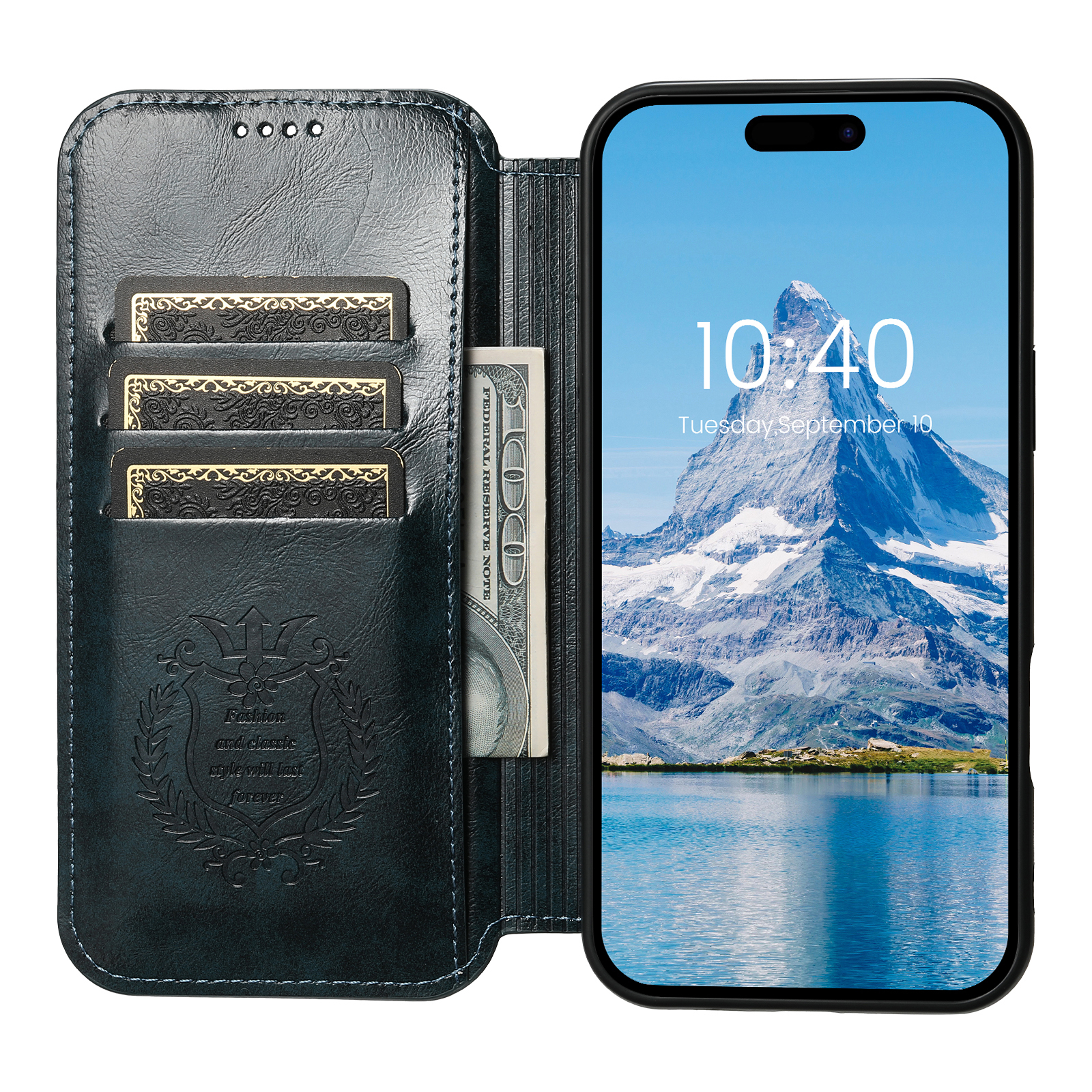 SUTENI J05 Faux Leather Wireless Charging  Card Holder Stand Wallet Magnetic buckle Phone Case For iPhone 17 Pro Max 16 Plus 15 14 13 12