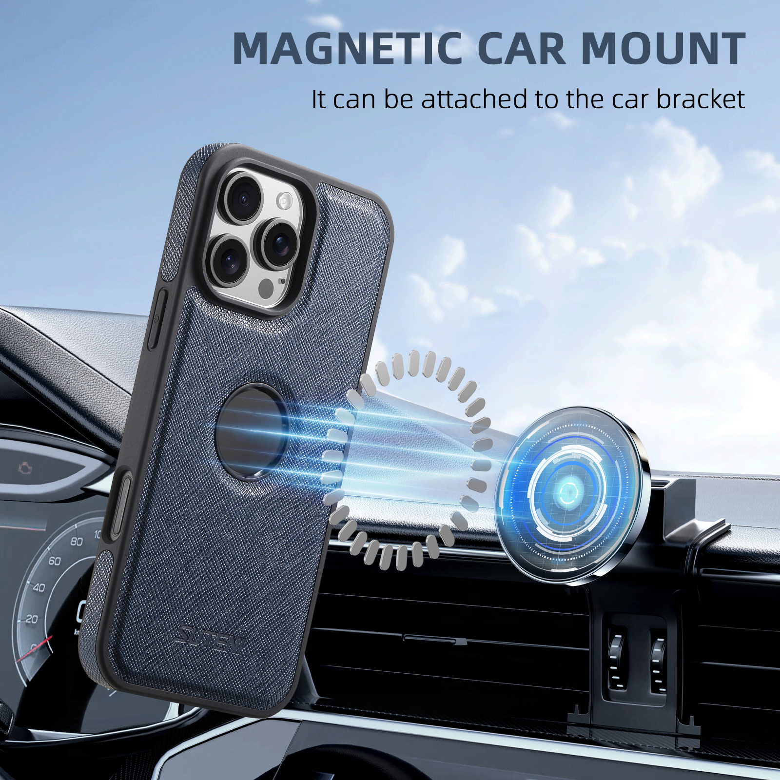 SUTENI M2SZ Magnet Wireless Charging PU Leather Phone Case Card Holder Stand For iPhone 16 Pro Max 15 Plus 14 Pro 13 12