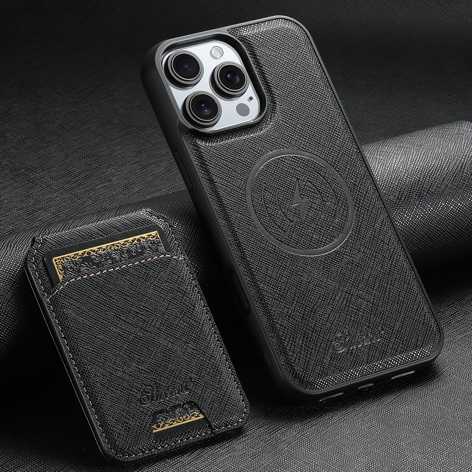SUTENI H18SZ Phone Case Magnet Wireless Charging Card Holder Stand PU Leather For iPhone 16 Pro Max 15 Plus 14 Pro 13 12