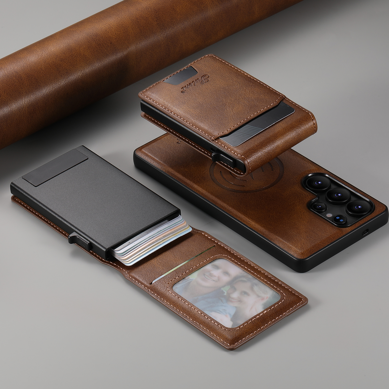 SUTENI H19YL Magnetic Wireless Charging  Phone Case Luxury PU Leather Card Slot Wallet Card Box For Samsung S25Ultra S24Plus S23 S22 Note20