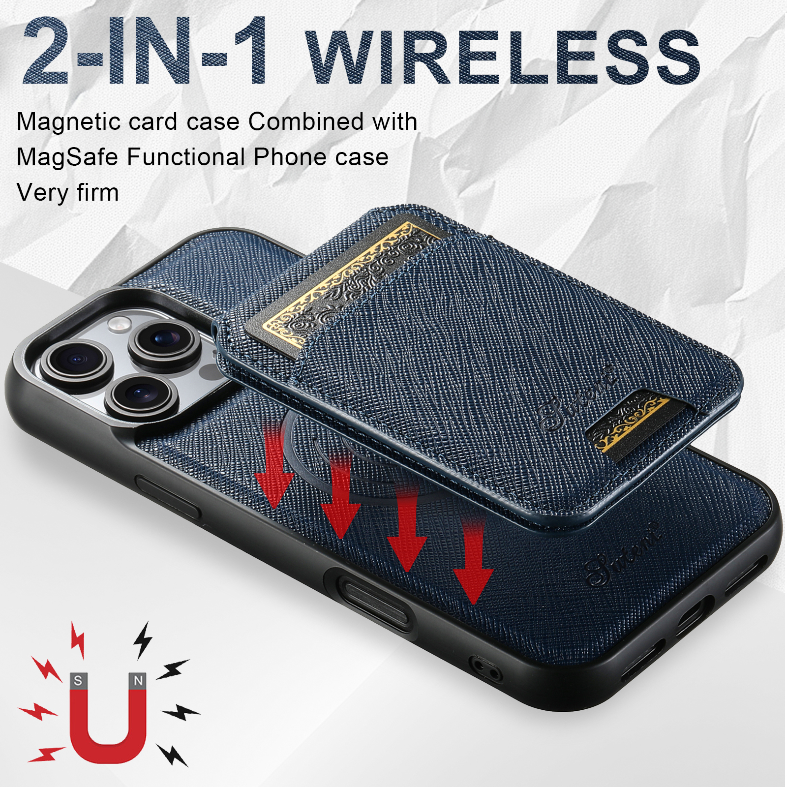 SUTENI H18SZ Phone Case Magnet Wireless Charging Card Holder Stand PU Leather For iPhone 16 Pro Max 15 Plus 14 Pro 13 12