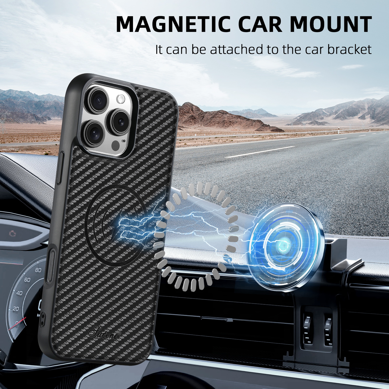 SUTENI H18TXWDK Luxury PU Leather Phone Case Magnet Wireless Charging For iPhone 16 Pro Max 15 Plus 14 13 12